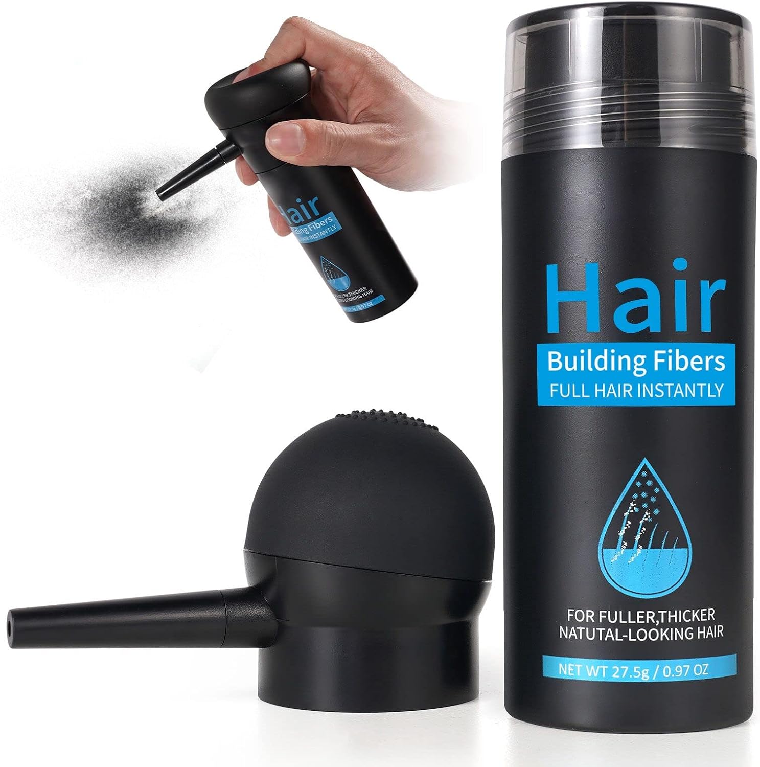 Fibres capillaires - applicateur spray - marron foncé - correcteur cheveux clairsemés, qualité professionnelle