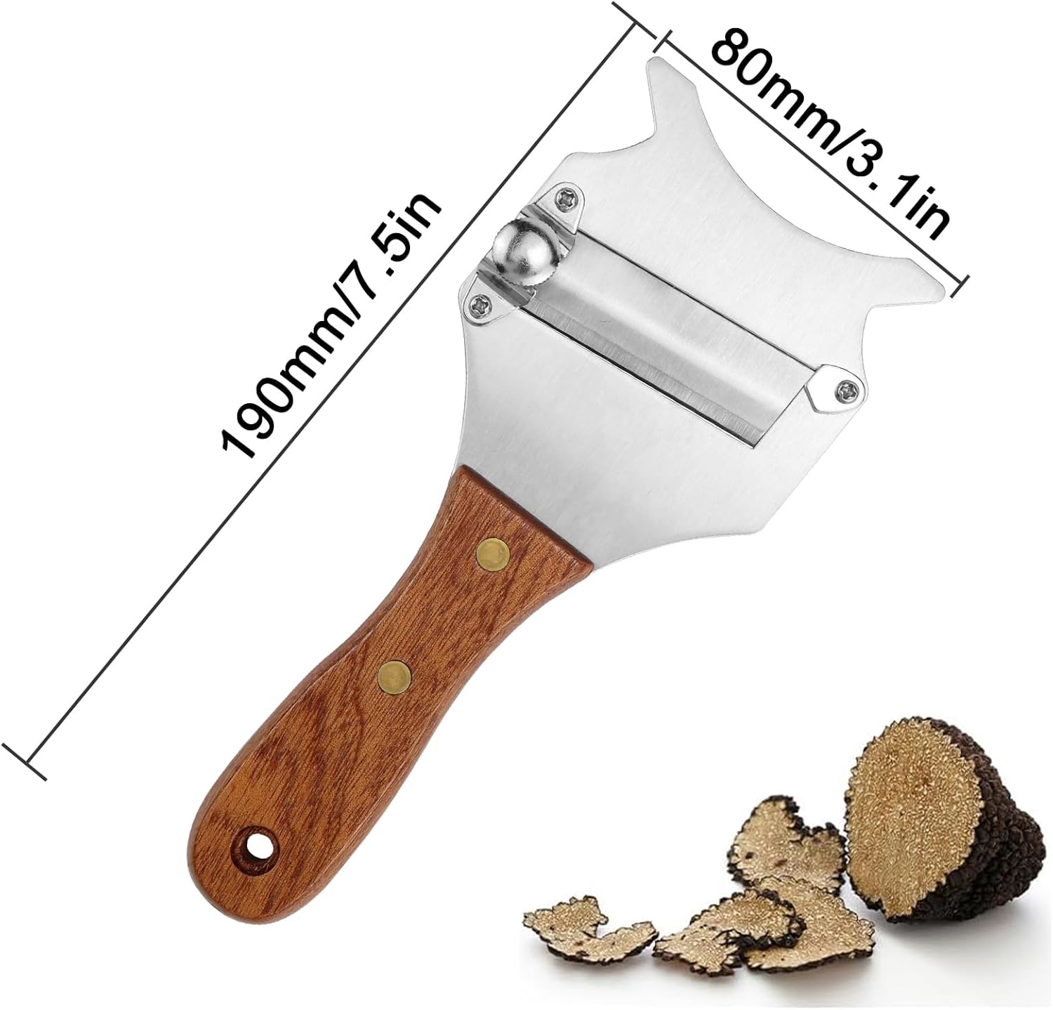 Coupe Truffe - trancheuse réglable bois et inox - idéal fromages, chocolat, légumes