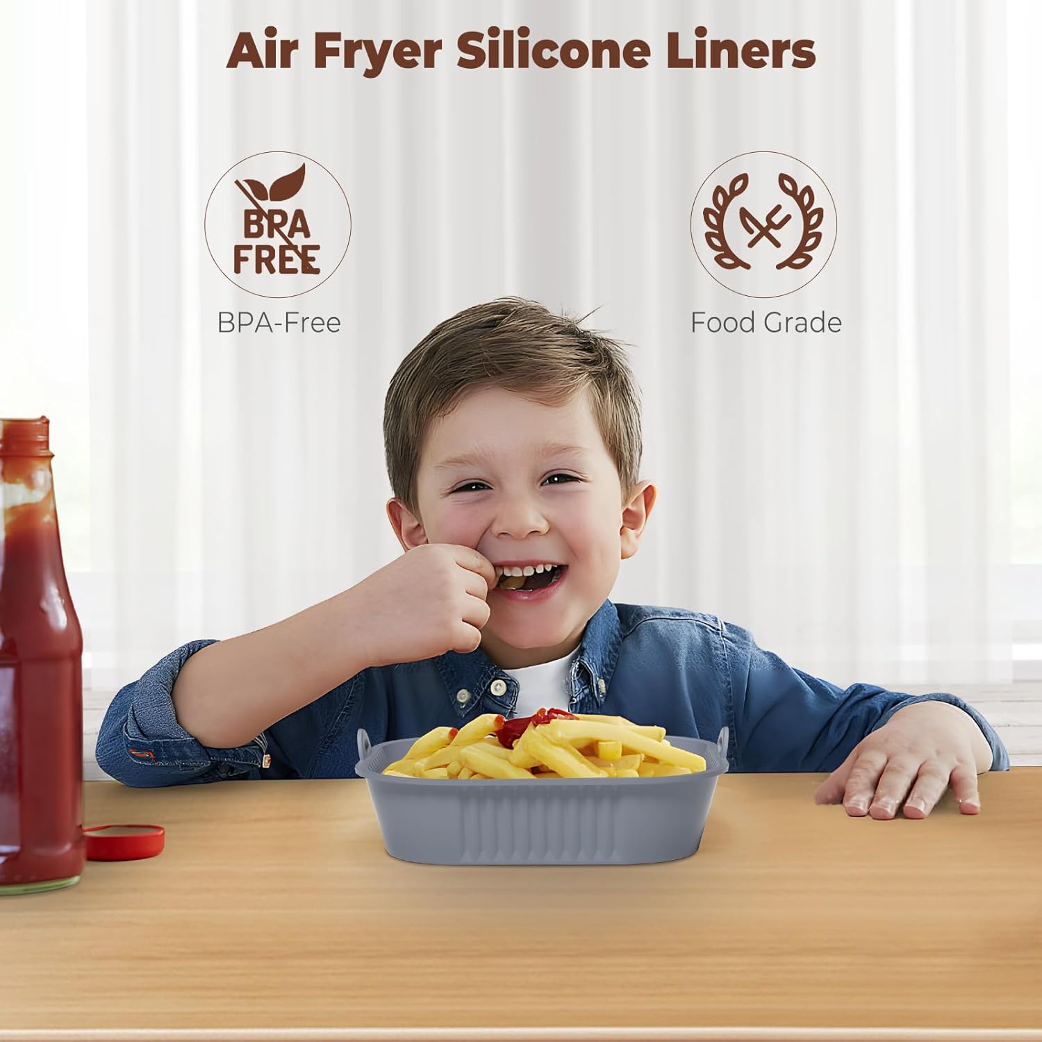 Diboniur - moule silicone pour air fryer - 21 cm - lot de 2, réutilisable, gris et noir