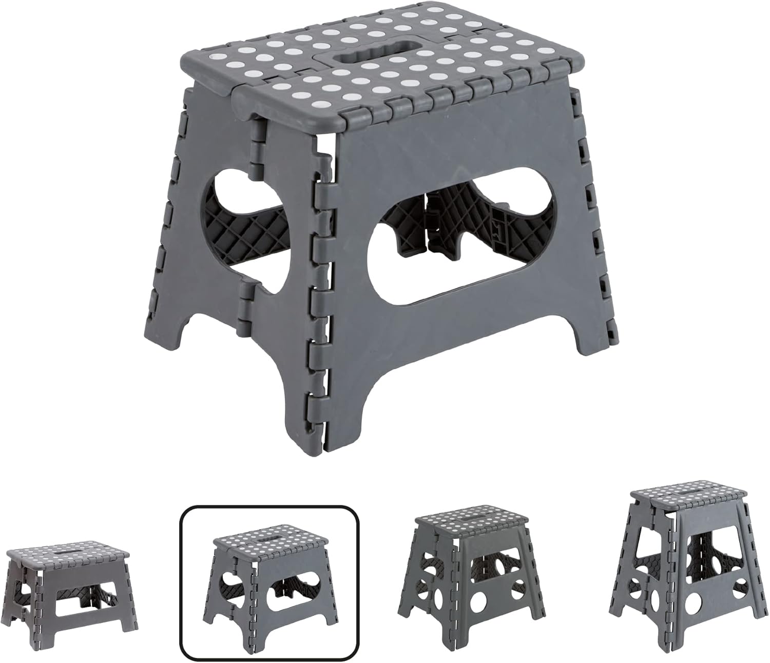 Arregui - Tabouret pliant multiusage, hauteur 27 cm, gris - TB-027-G