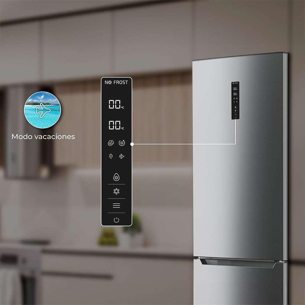 Cecotec - Bolero CoolMarket Combi 356 - 356L inox - No Frost, MultiAirFlow, congélation rapide, classe E