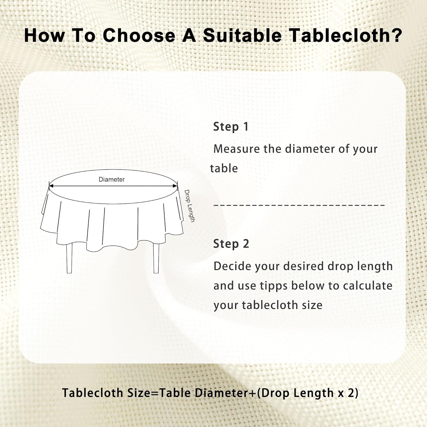 DWCN - nappe effet lin 120 cm - imperméable, lavable, champagne