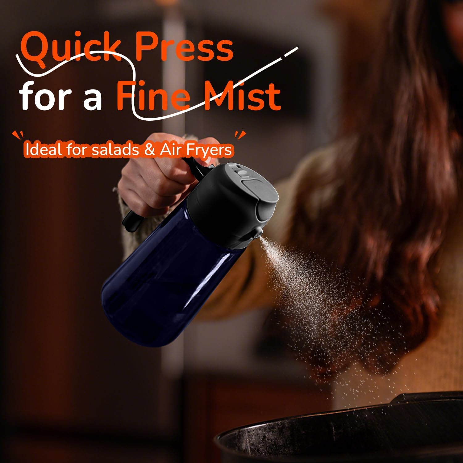 TrendPlain - Spray Huile Cuisine 470ml - 2-en-1, Lot de 2, Noir