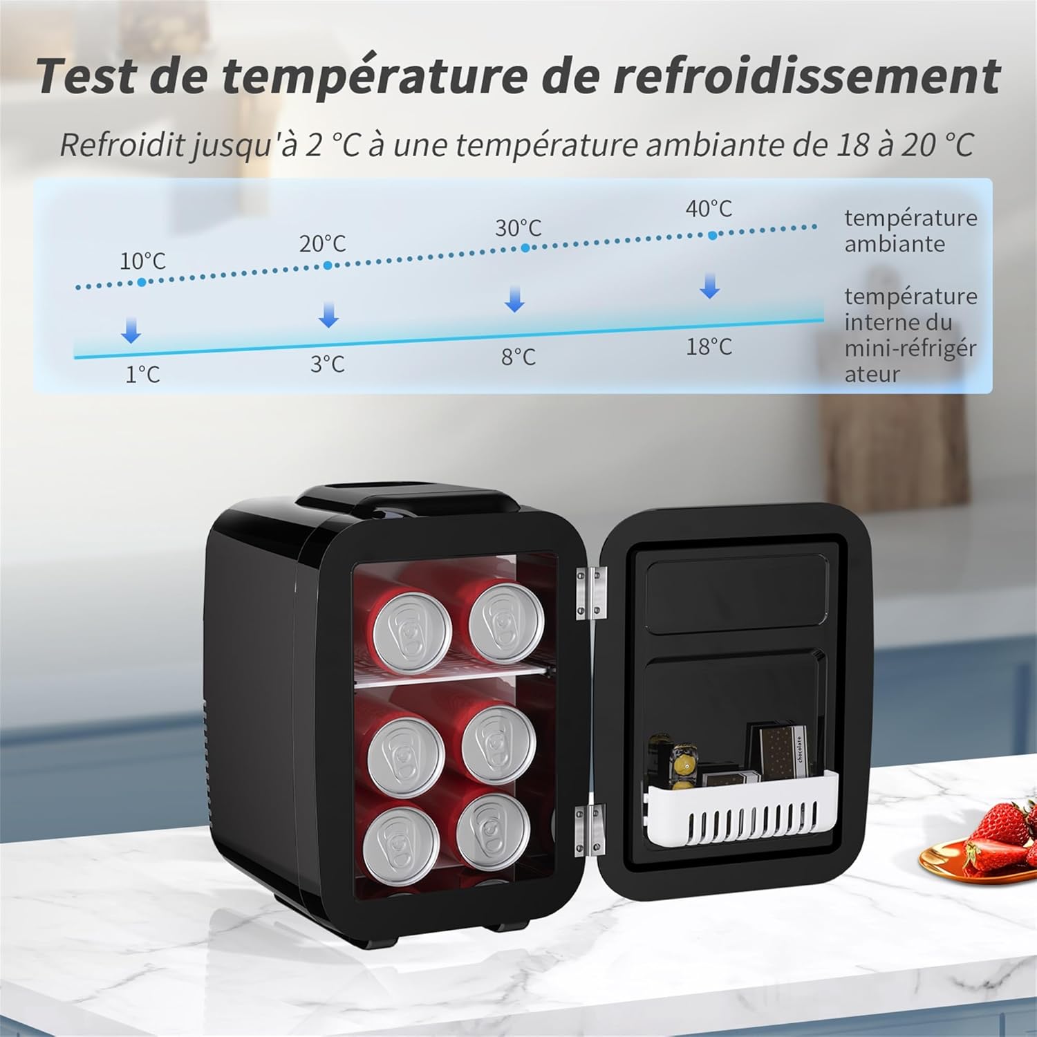 YASHE - Mini frigo 4L, boissons, beauté, bureau, voiture