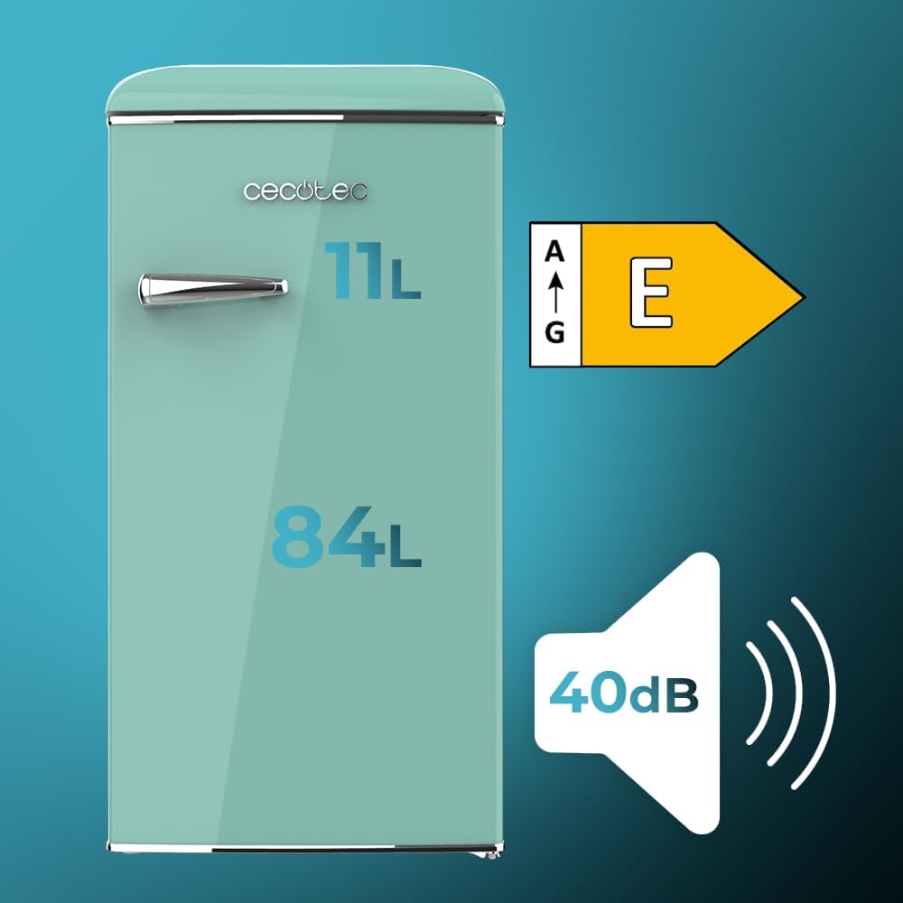 Cecotec - Mini frigo rétro Bolero Coolmarket TT - 89,3x48,7 cm - 95L, classe E
