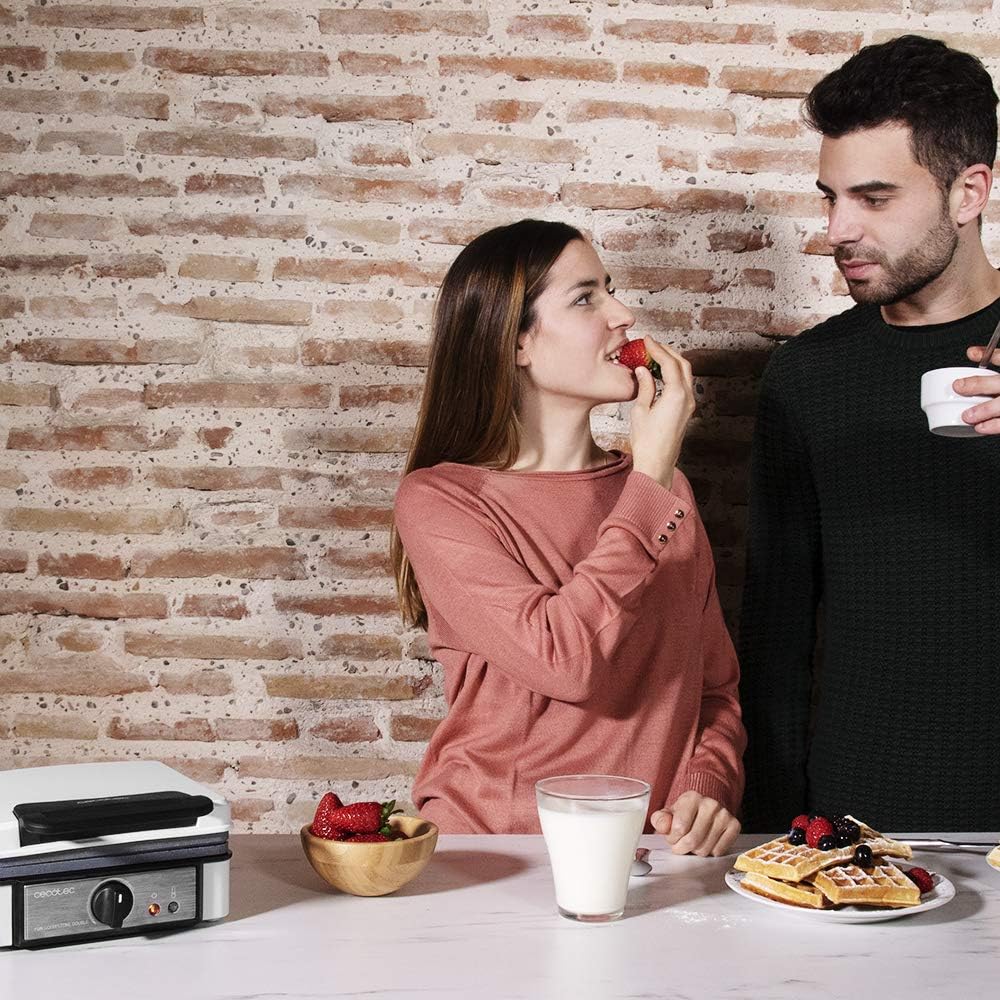 Cecotec - Fun Gofrestone Double - grand format - 1200W, revêtement antiadhérent, thermostat réglable