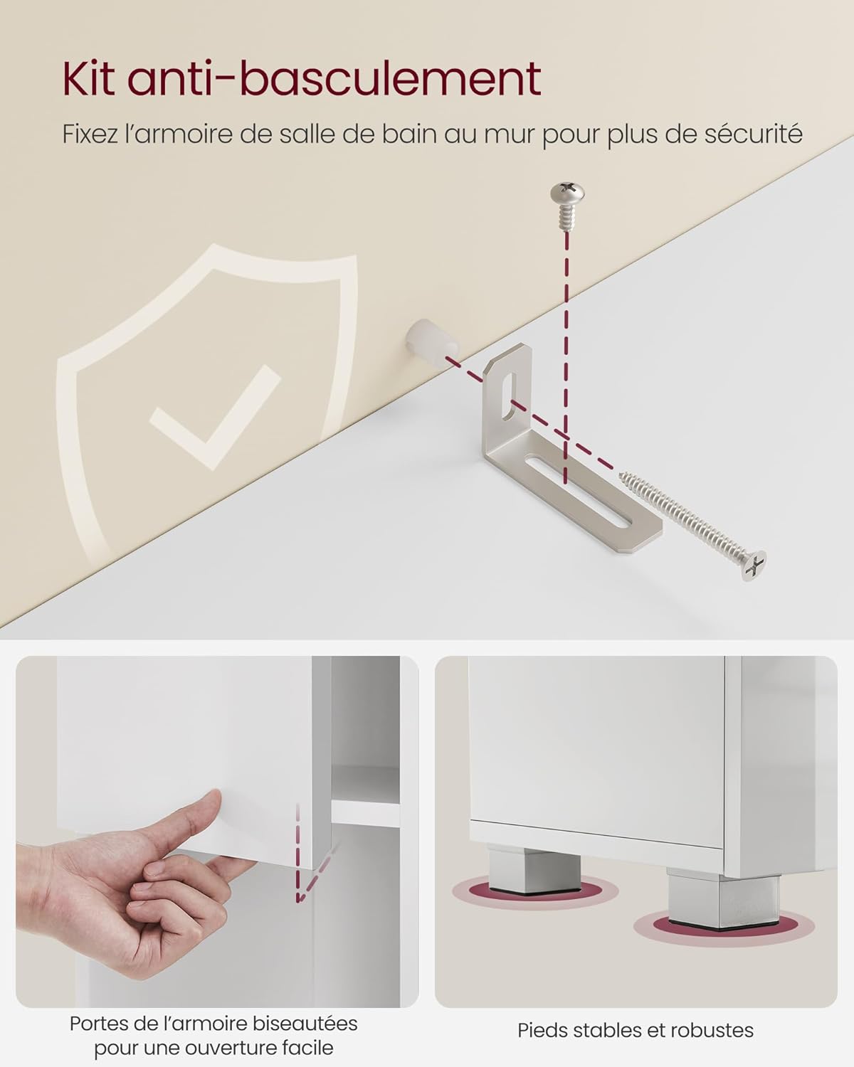 VASAGLE - colonne salle de bain, tiroir, étagères réglables, 30x30x170 cm - BBC560P31