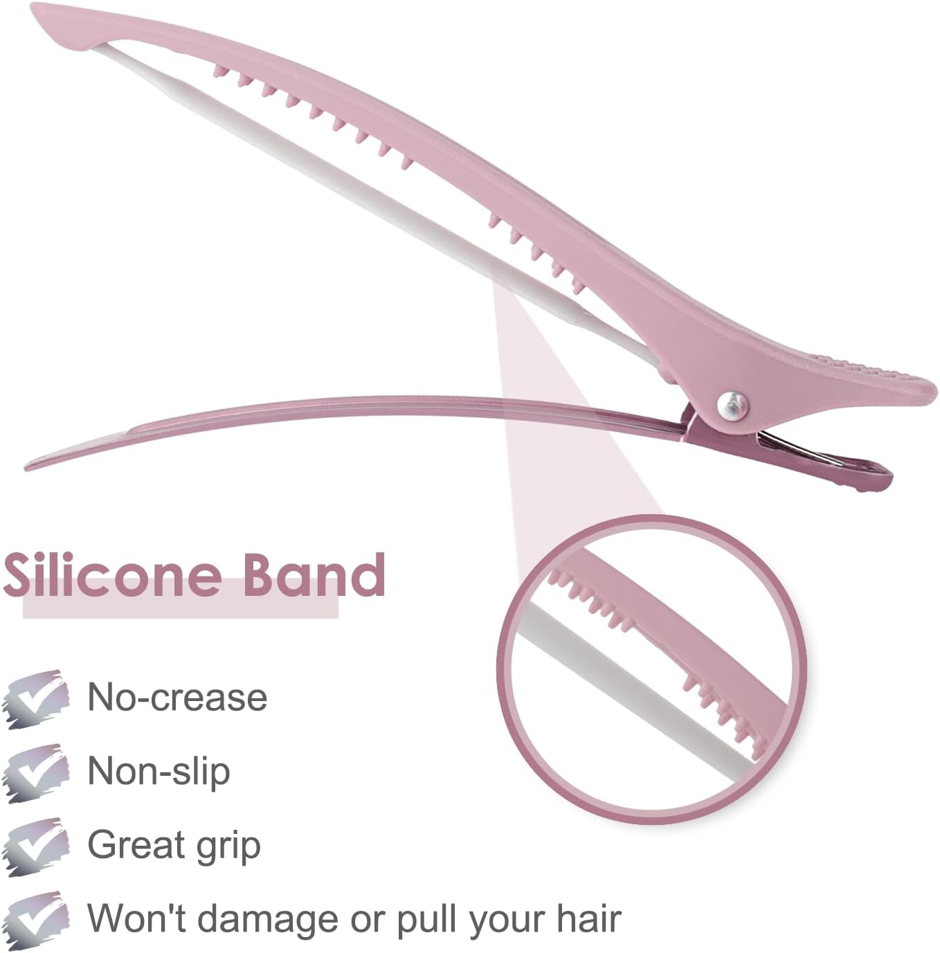 AIMIKE - Pinces crocodile cheveux 4pcs - antidérapantes, sans trace, Morandi