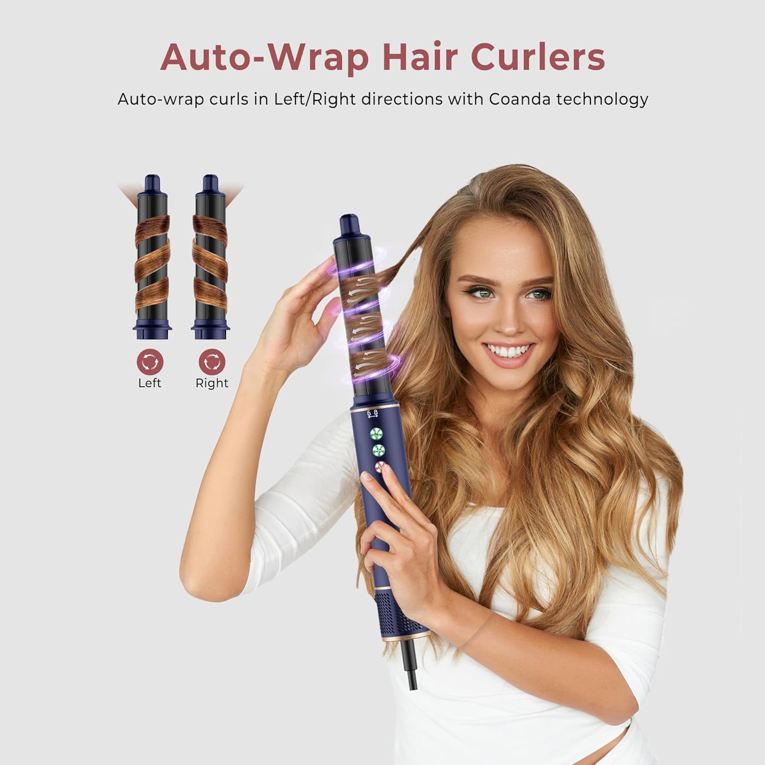 Air Styler 7 en 1 - 110000 tr/min - 20M/S - 320M ions, brosse, sèche-cheveux, boucleur