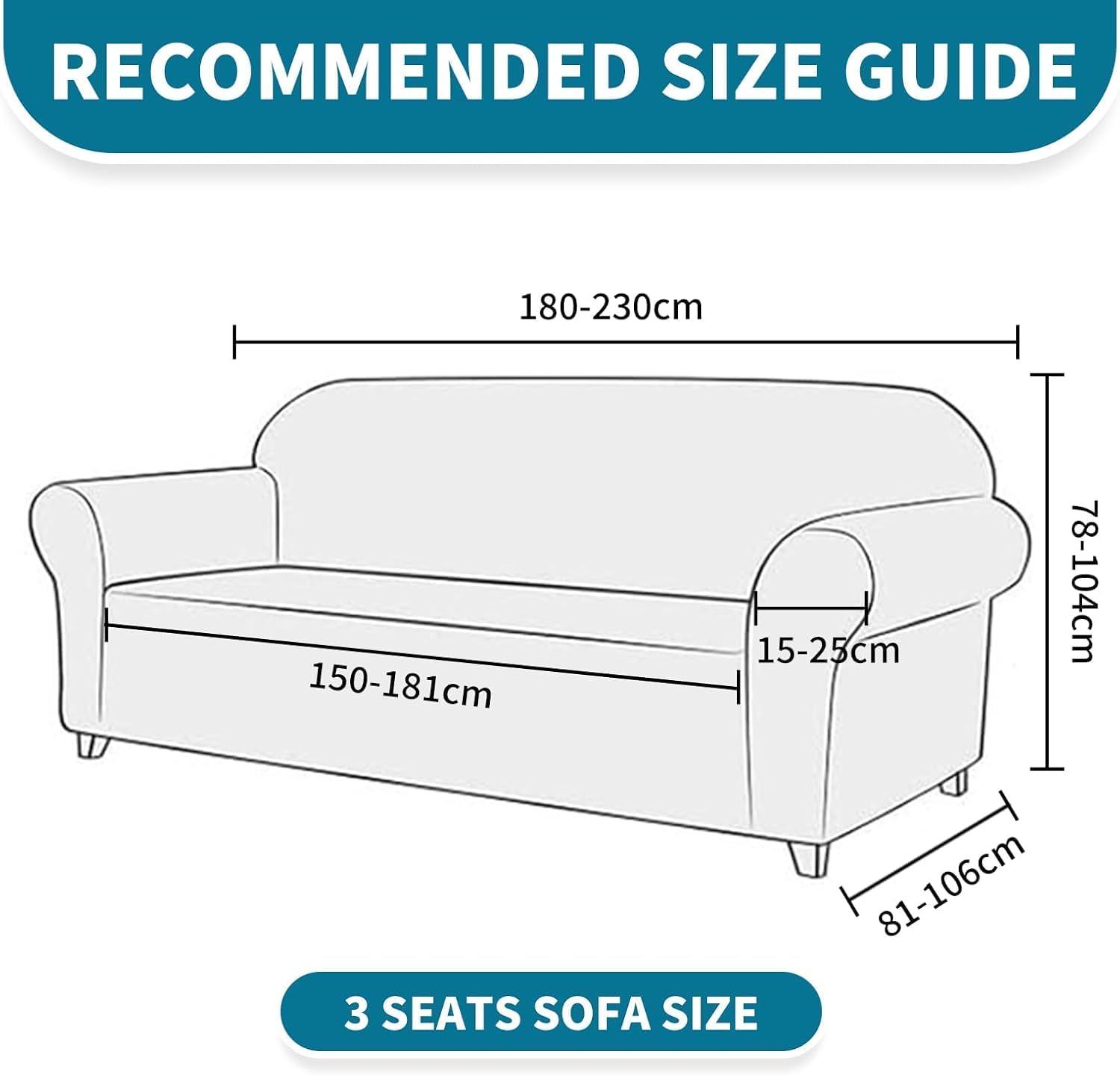 Housse canapé 3 places - extensible accoudoirs - gris foncé - antidérapant lavable