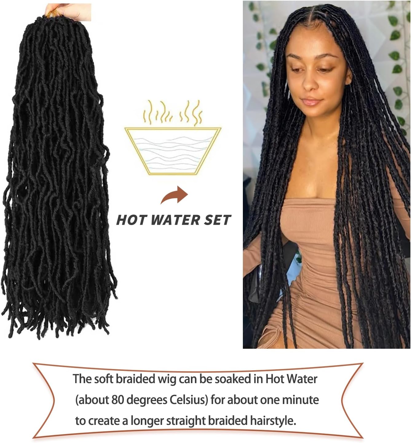 Faux Locks Crochet Braids - 91.5 cm - 8 packs, mèches bouclées pour tresses