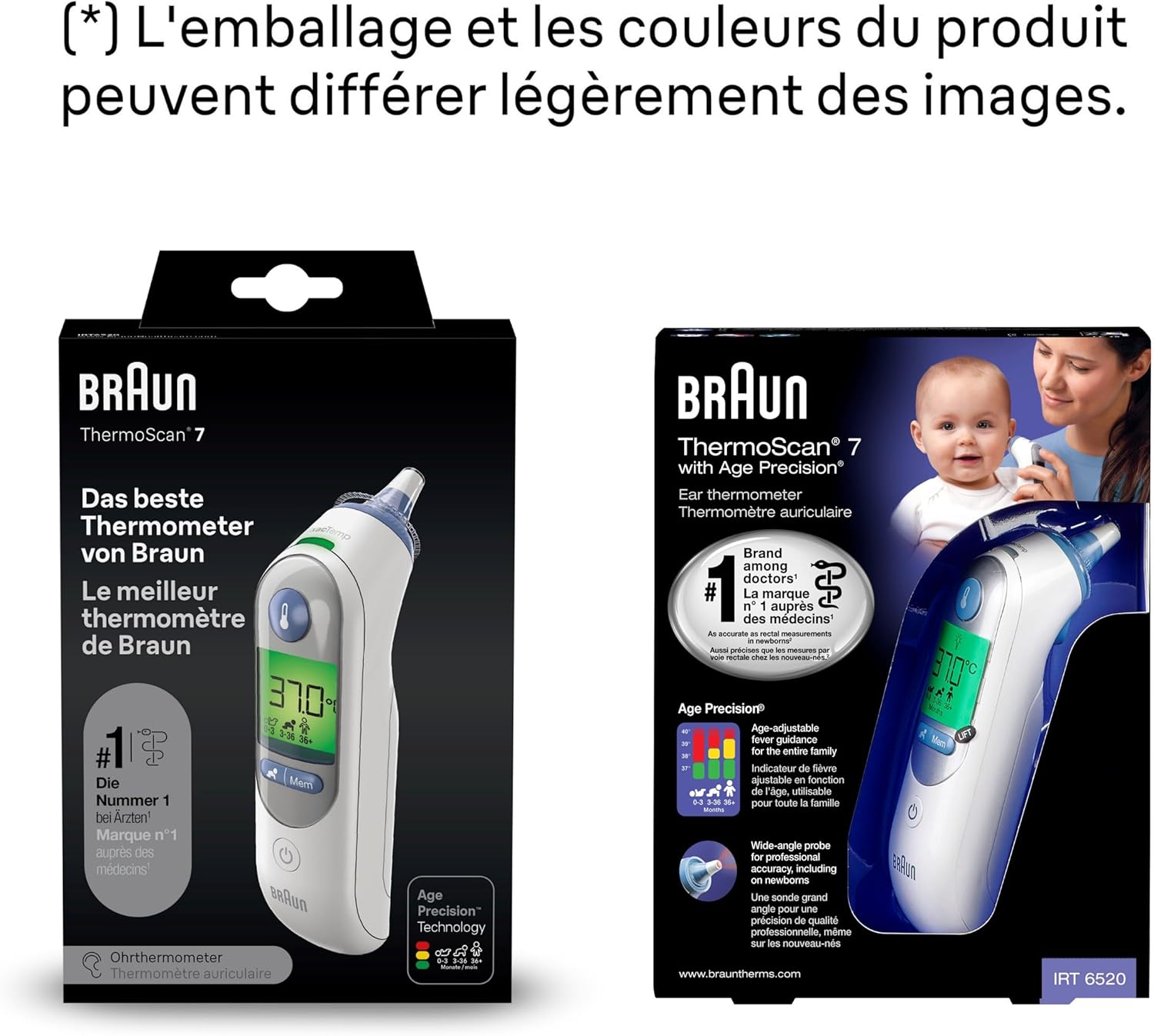 Braun - ThermoScan 7 - Thermomètre auriculaire précis bébé adulte