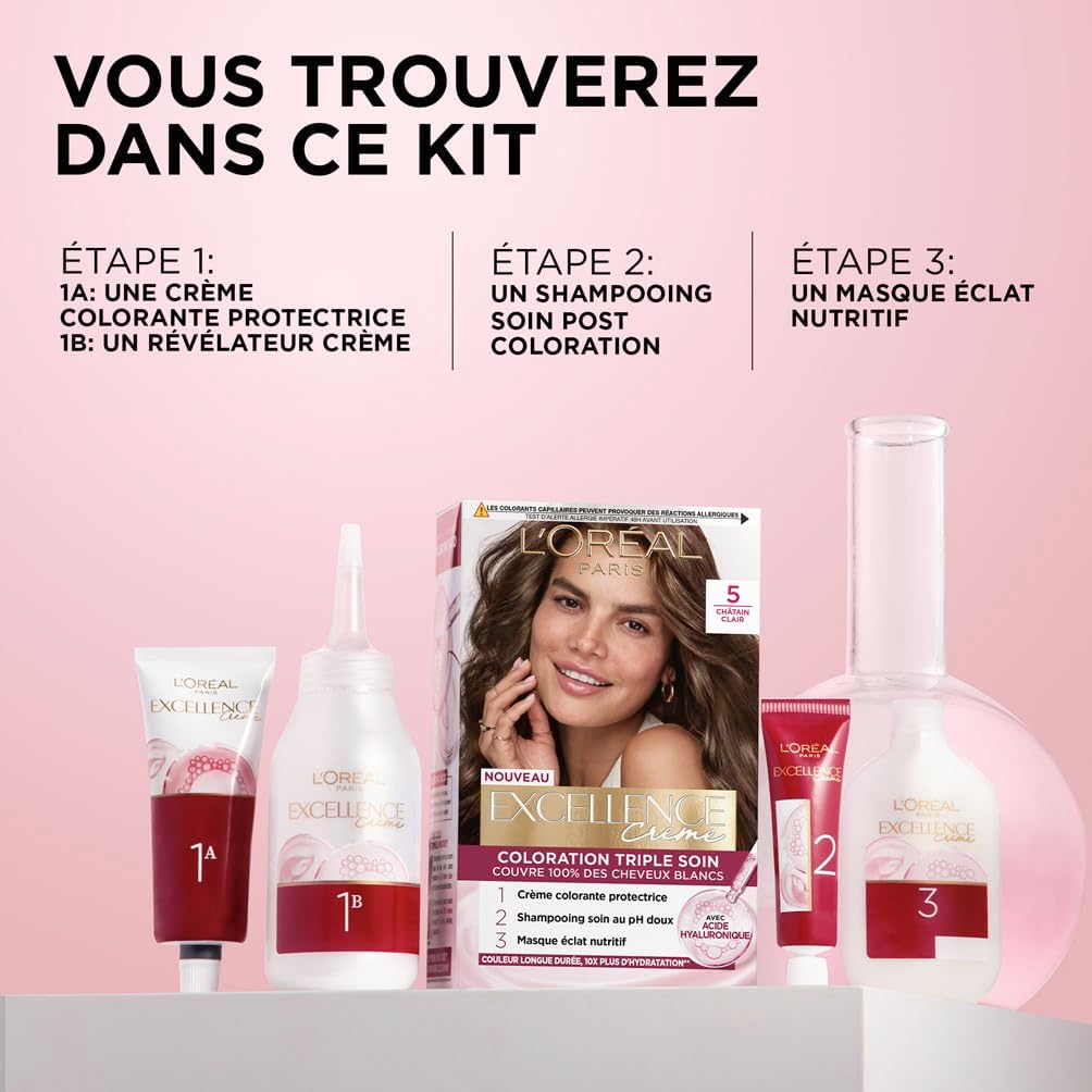 L'Oréal - Excellence Crème - Blond Très Clair Doré - Triple Soin, Couvre 100% cheveux blancs