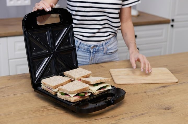 Croque Monsieur électrique XXL - 4 sandwichs - 1400W - noir