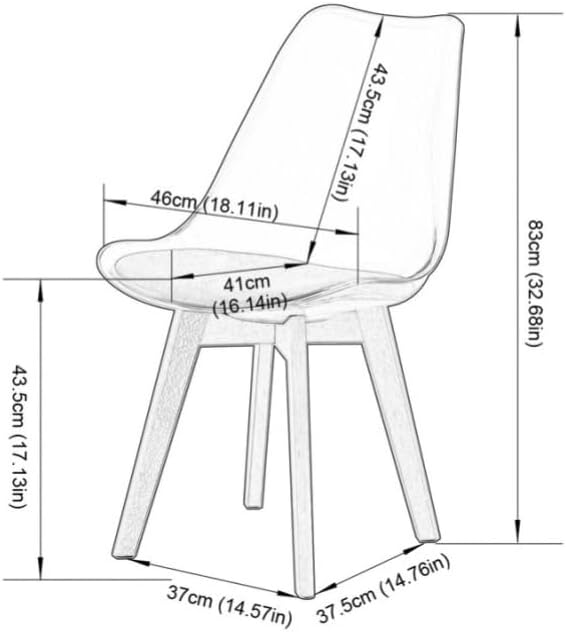 EGGREE - lot de 4 chaises scandinaves - bois hêtre - coussins cuir blanc, dossier transparent, testées SGS