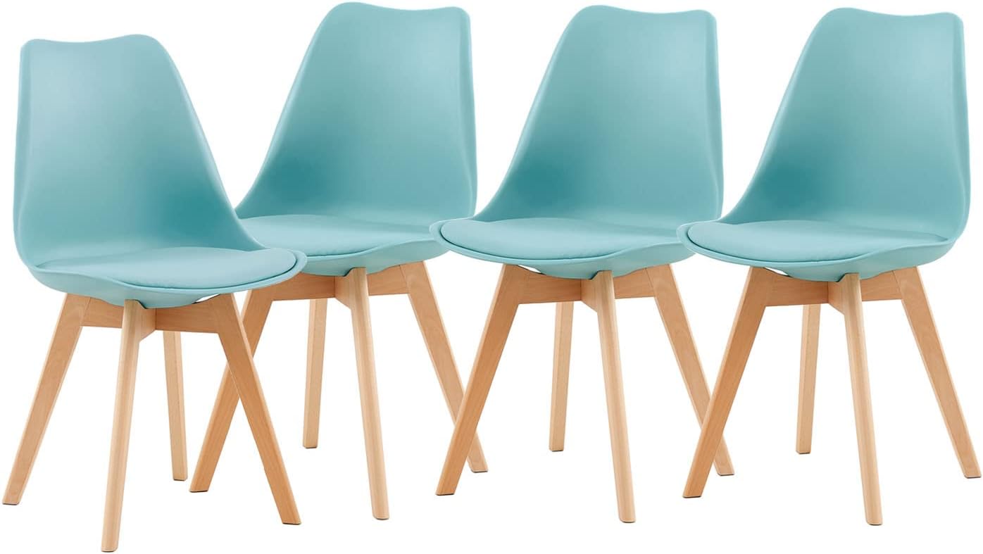 EGGREE - Lot 4 chaises scandinaves - bois hêtre - assise rembourrée