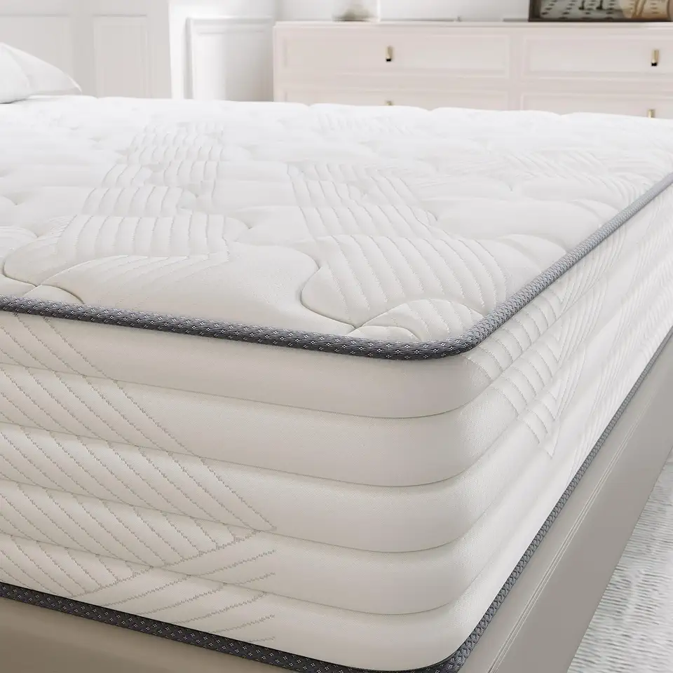 TXO - Matelas hybride 140x190 cm, 25 cm, soutien 7 zones, H3, Oeko-Tex