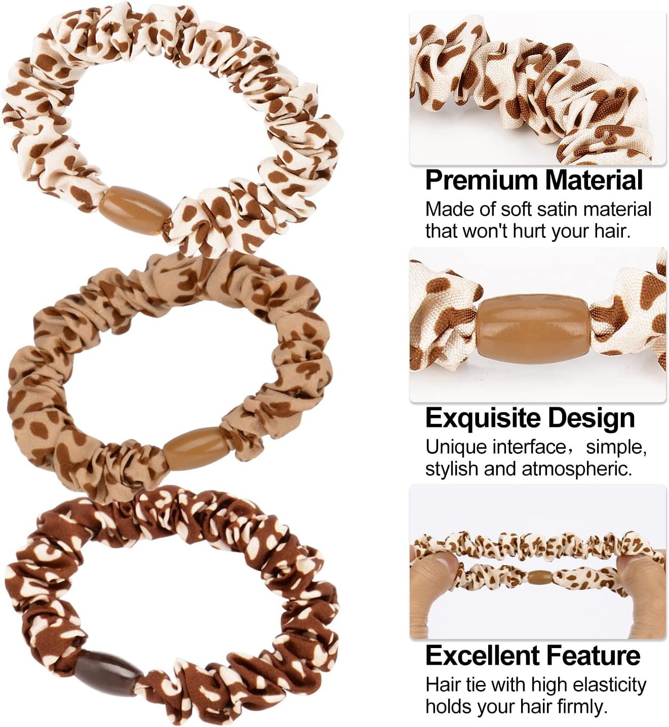 JessLab - élastiques cheveux soie satin - lot de 10 - doux sans dommage