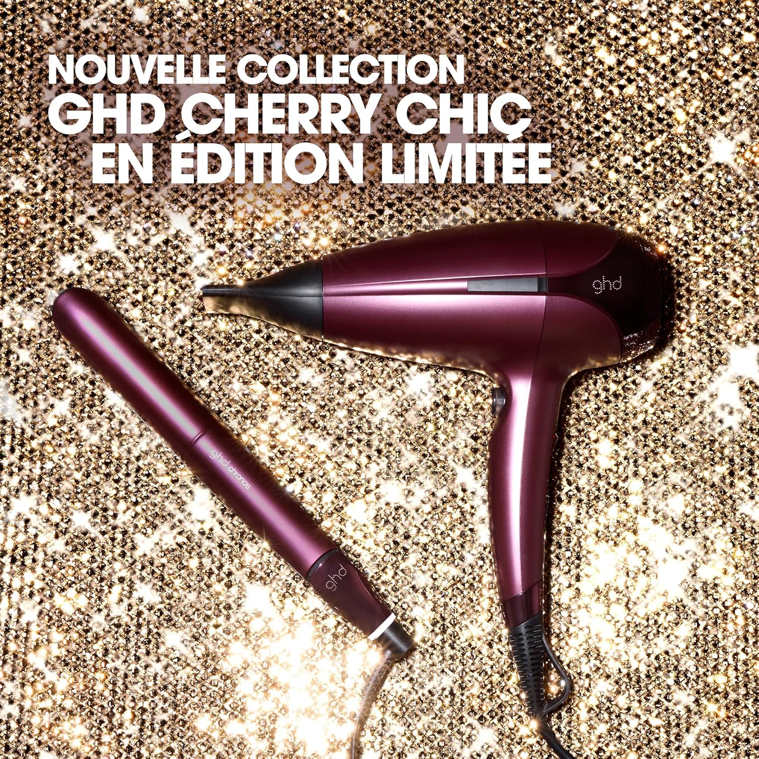 ghd - Coffret Chronos & Helios Bordeaux - lisseur rapide, sèche-cheveux puissant, vanity inclus
