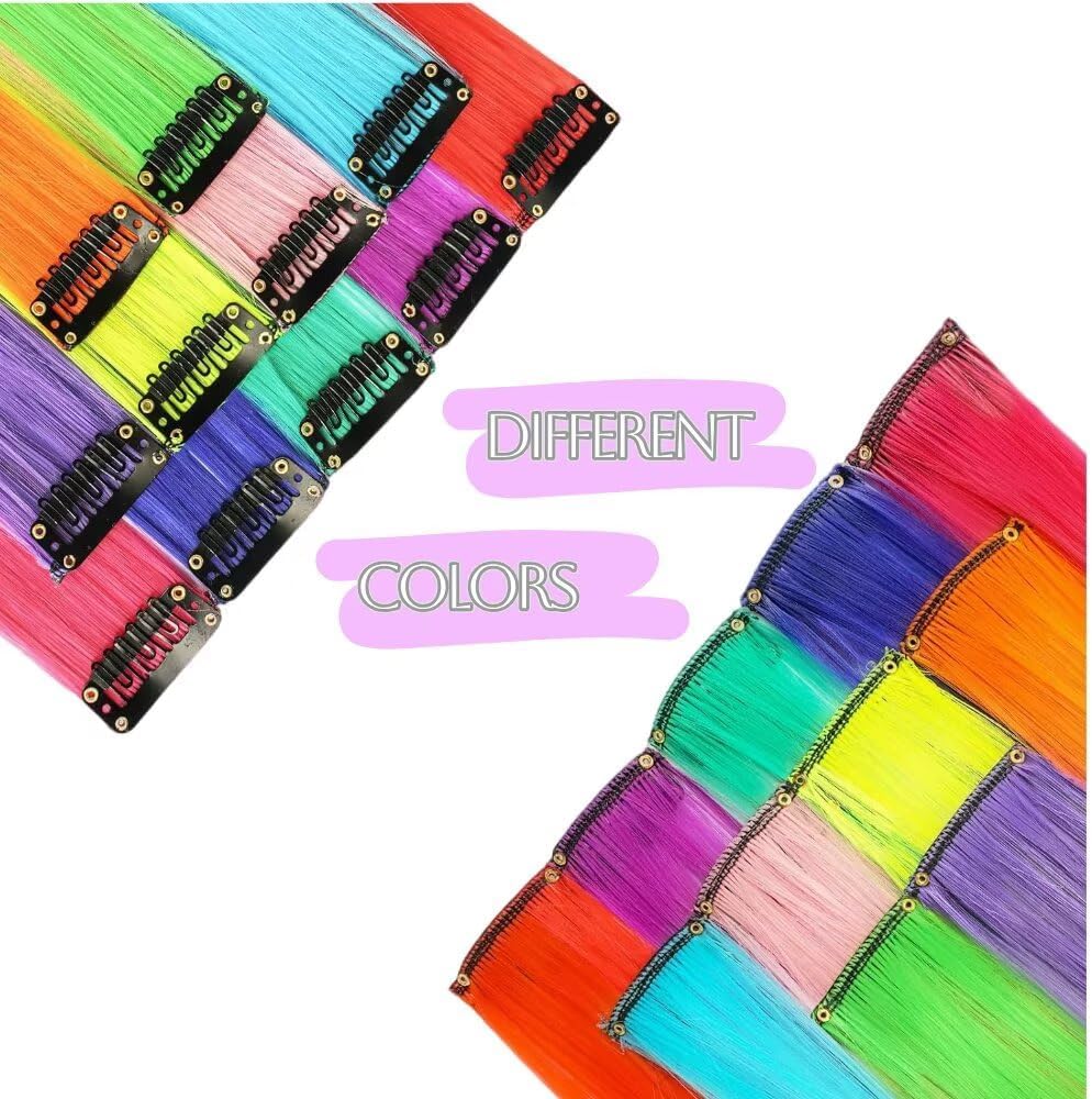 Mèche de cheveux à clipser - 55 cm - 12 mèches, blanches, accessoires enfants