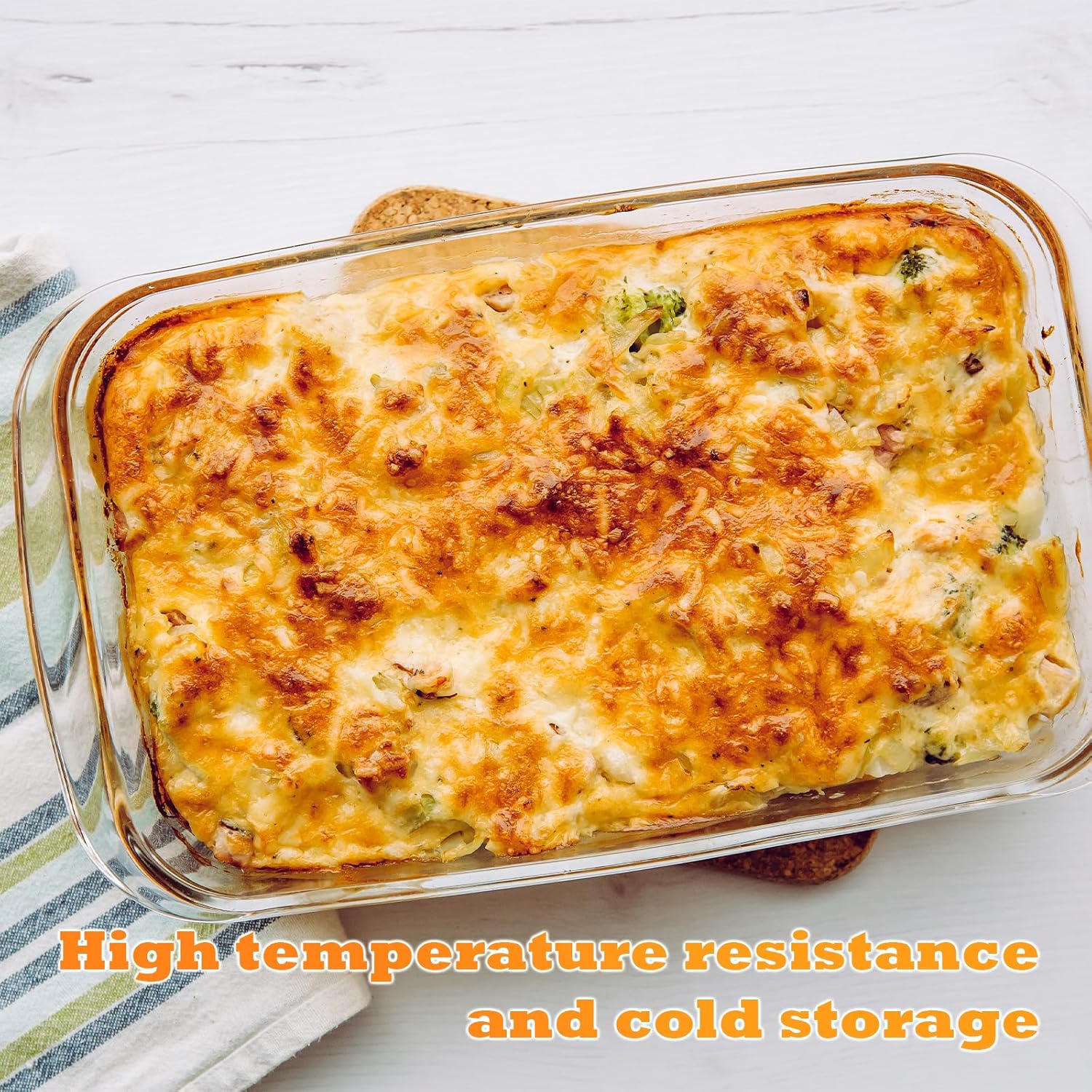 Plat à four en verre borosilicate, 1L, 26x15x4.5cm, poignées larges, micro-ondes