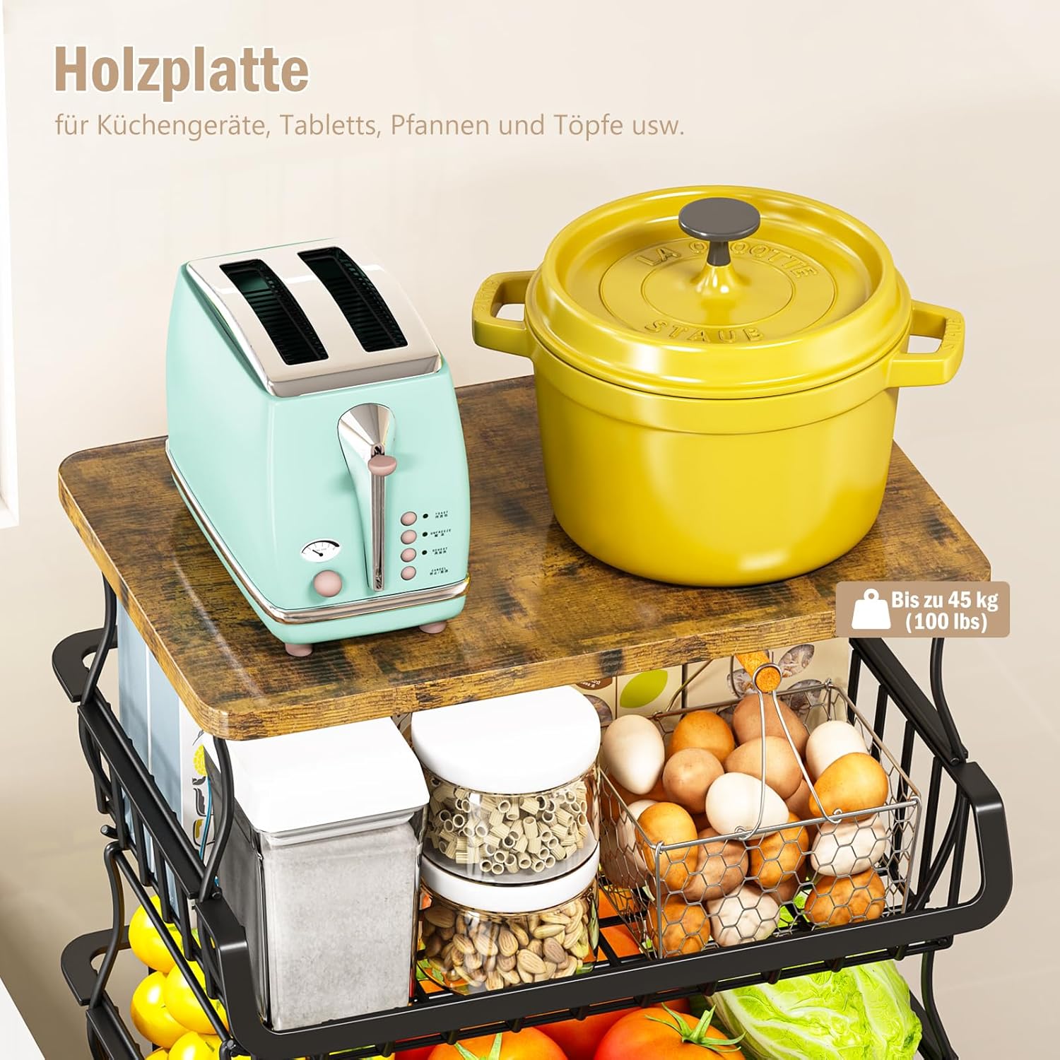 Organisateur cellier 5 niveaux - rangement roulettes - cuisine/bain -