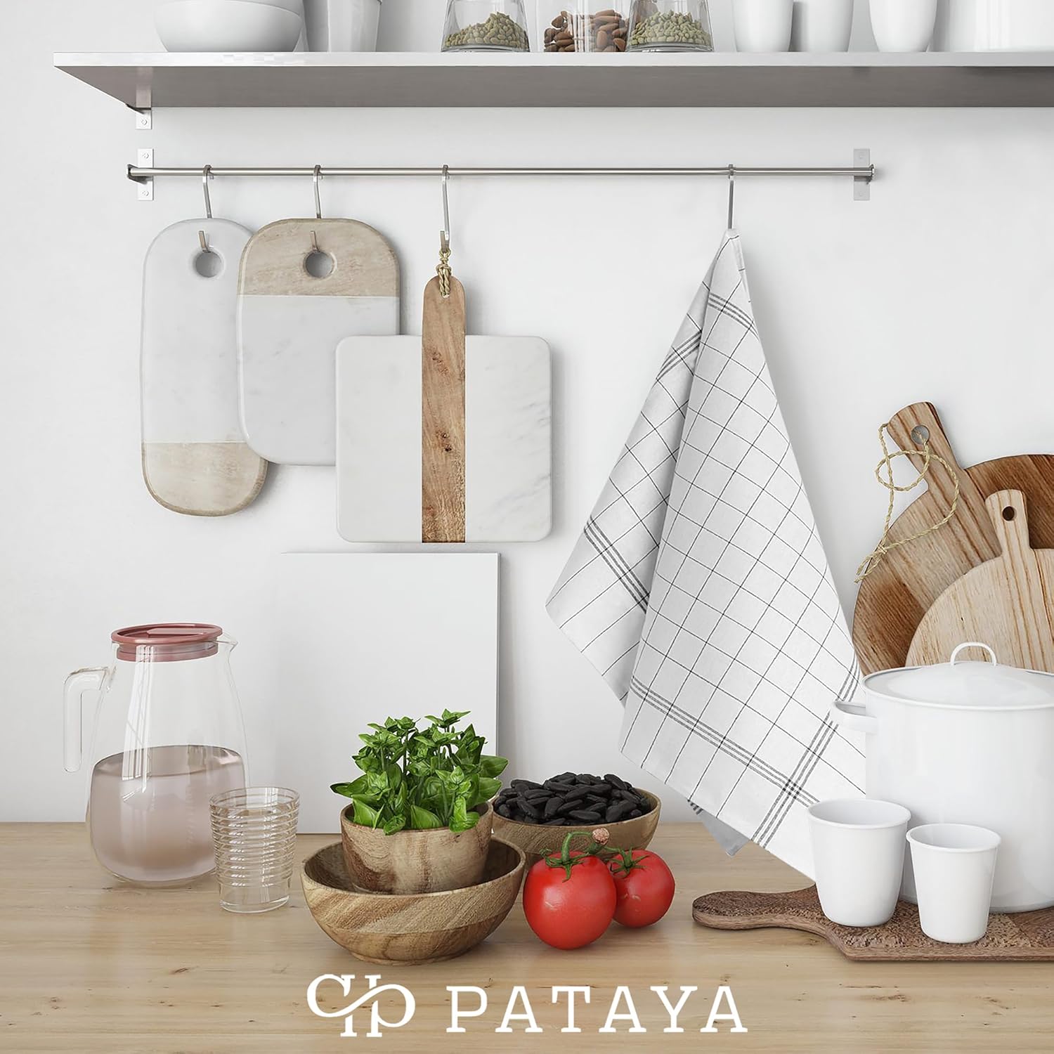 Pataya - torchons cuisine série lot de 10 - 50x70 cm - coton, Oeko-TEX, super absorbant