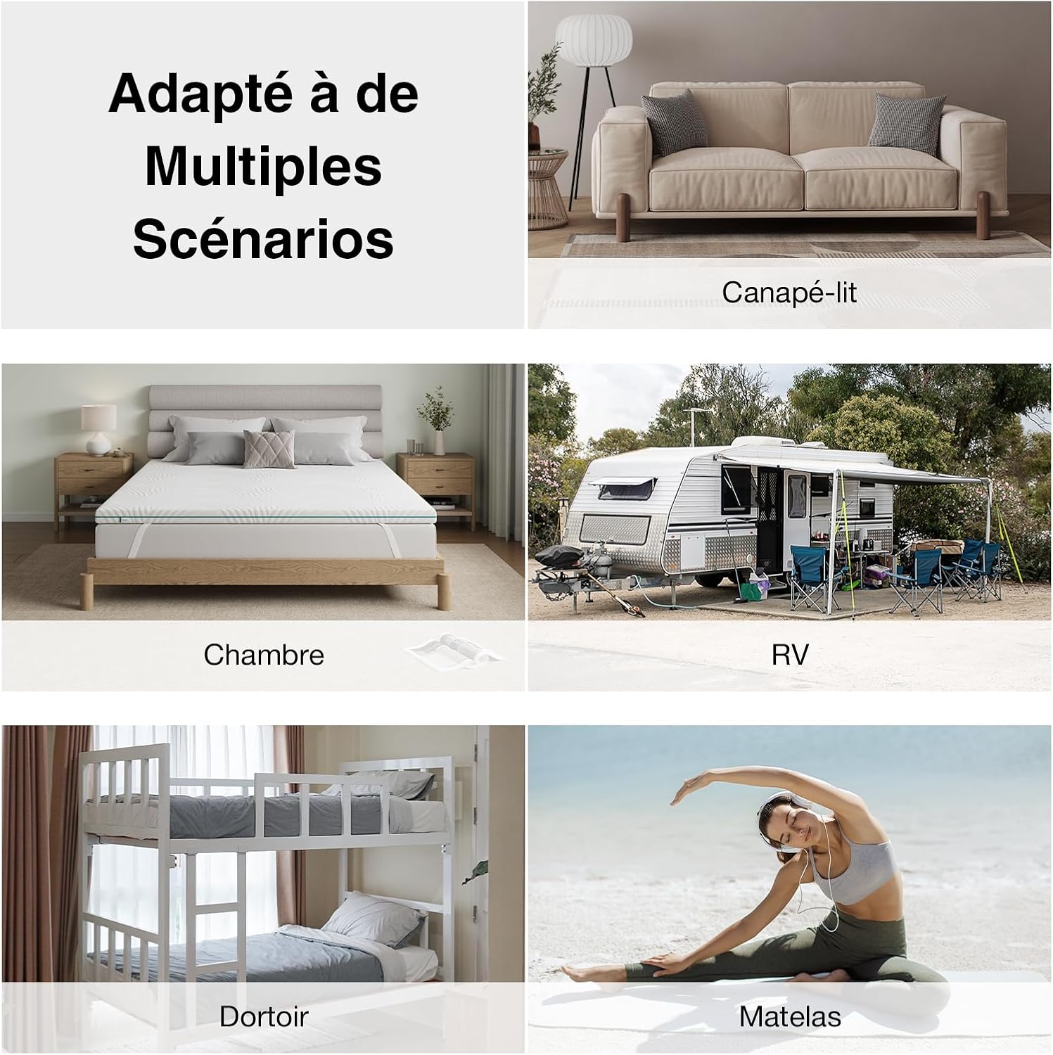 Novilla - Surmatelas Mémoire de Forme 140x190cm - 7,5cm, housse lavable, antidérapant