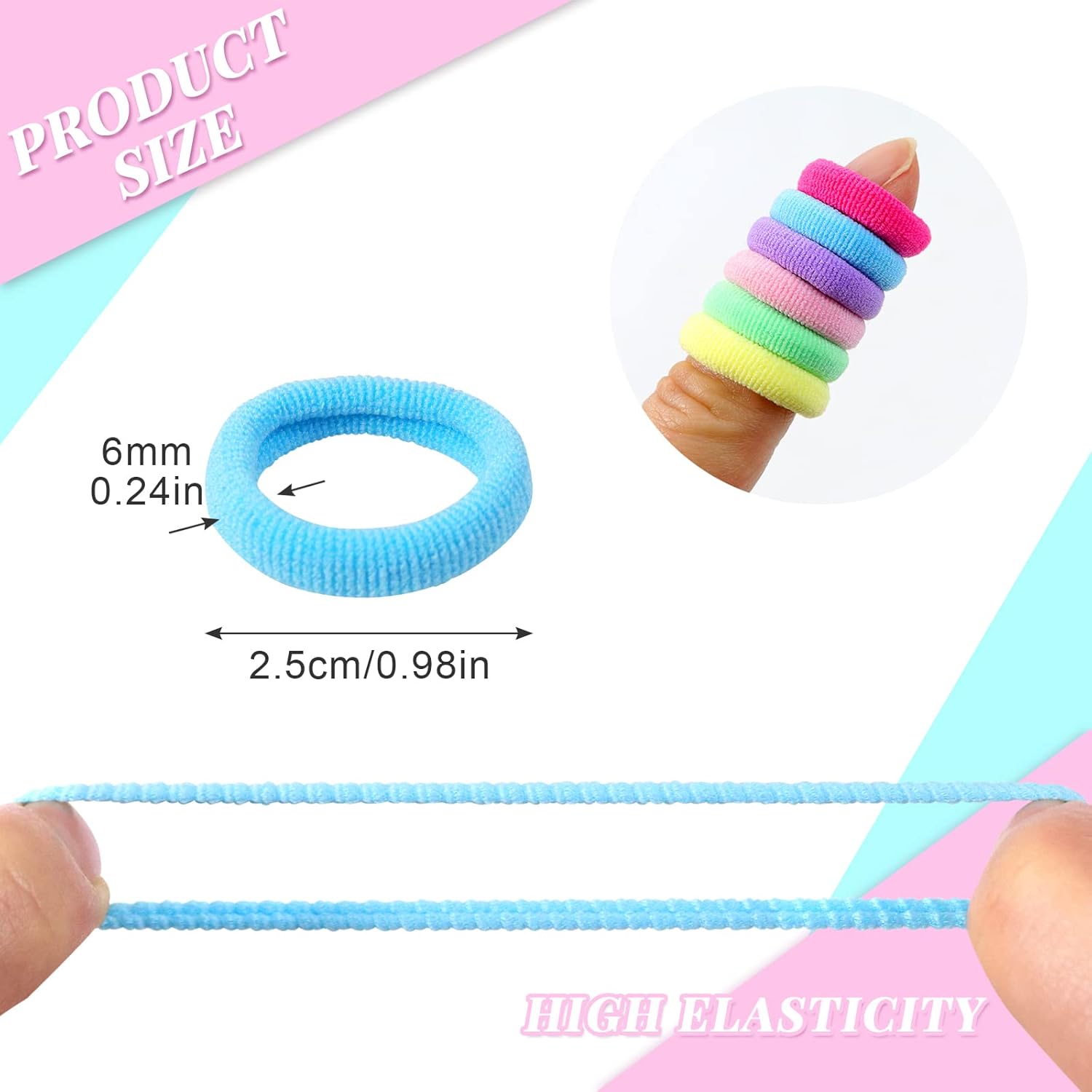 Élastiques à cheveux - multicolores - 200 pièces - doux, mini, bébé, enfants