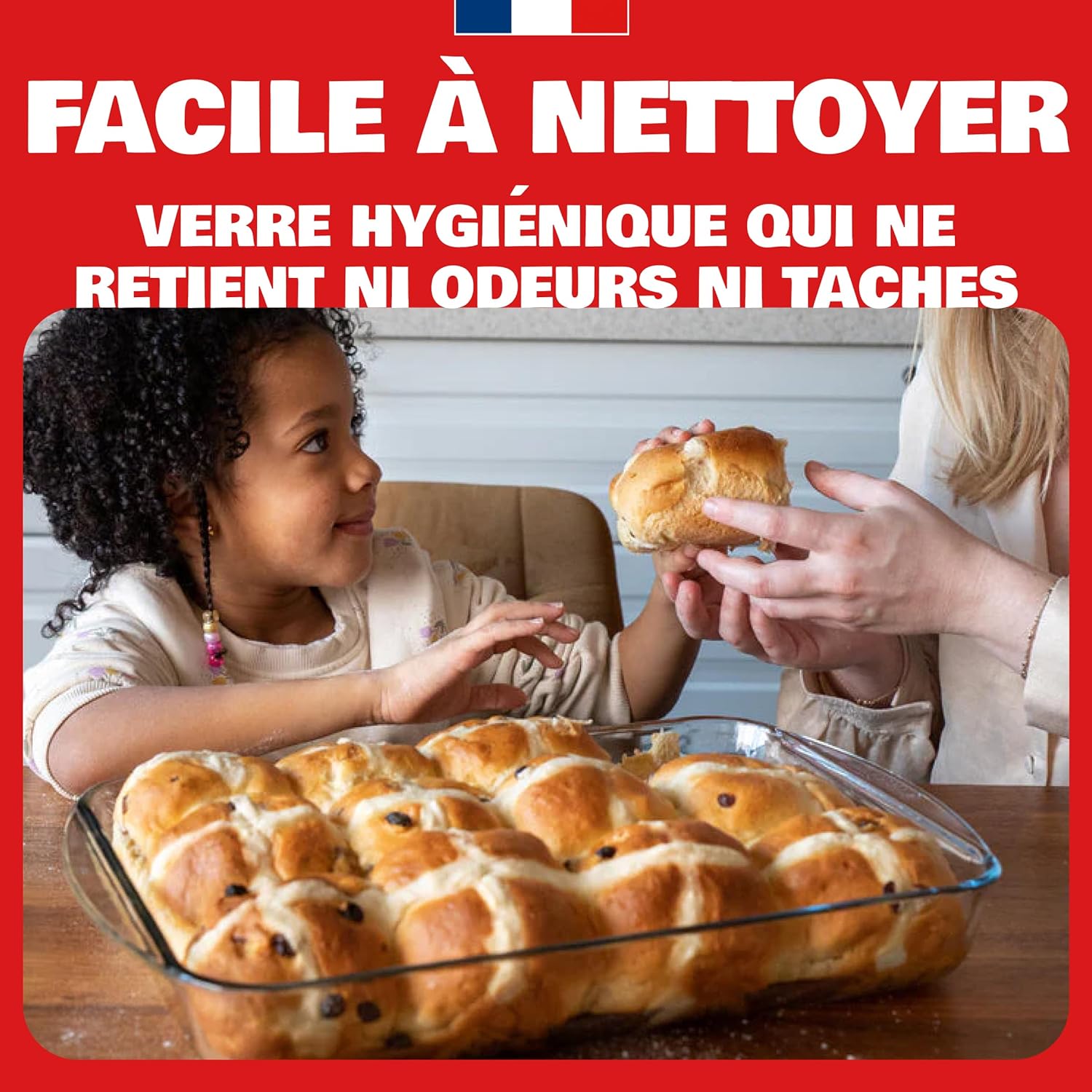 Pyrex - Plat à four rectangulaire 3,7L - verre borosilicate, poignées larges, spécial lasagnes