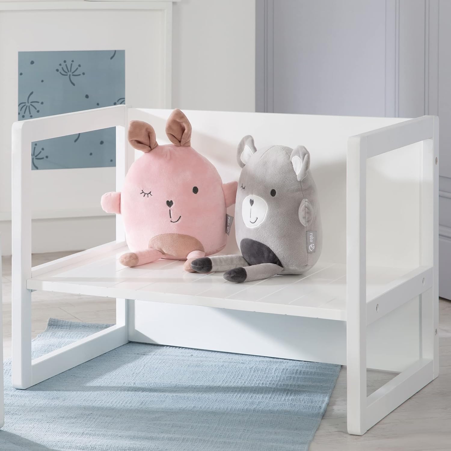 roba - Ensemble Table et Chaise enfant, 3 hauteurs, blanc, style campagne