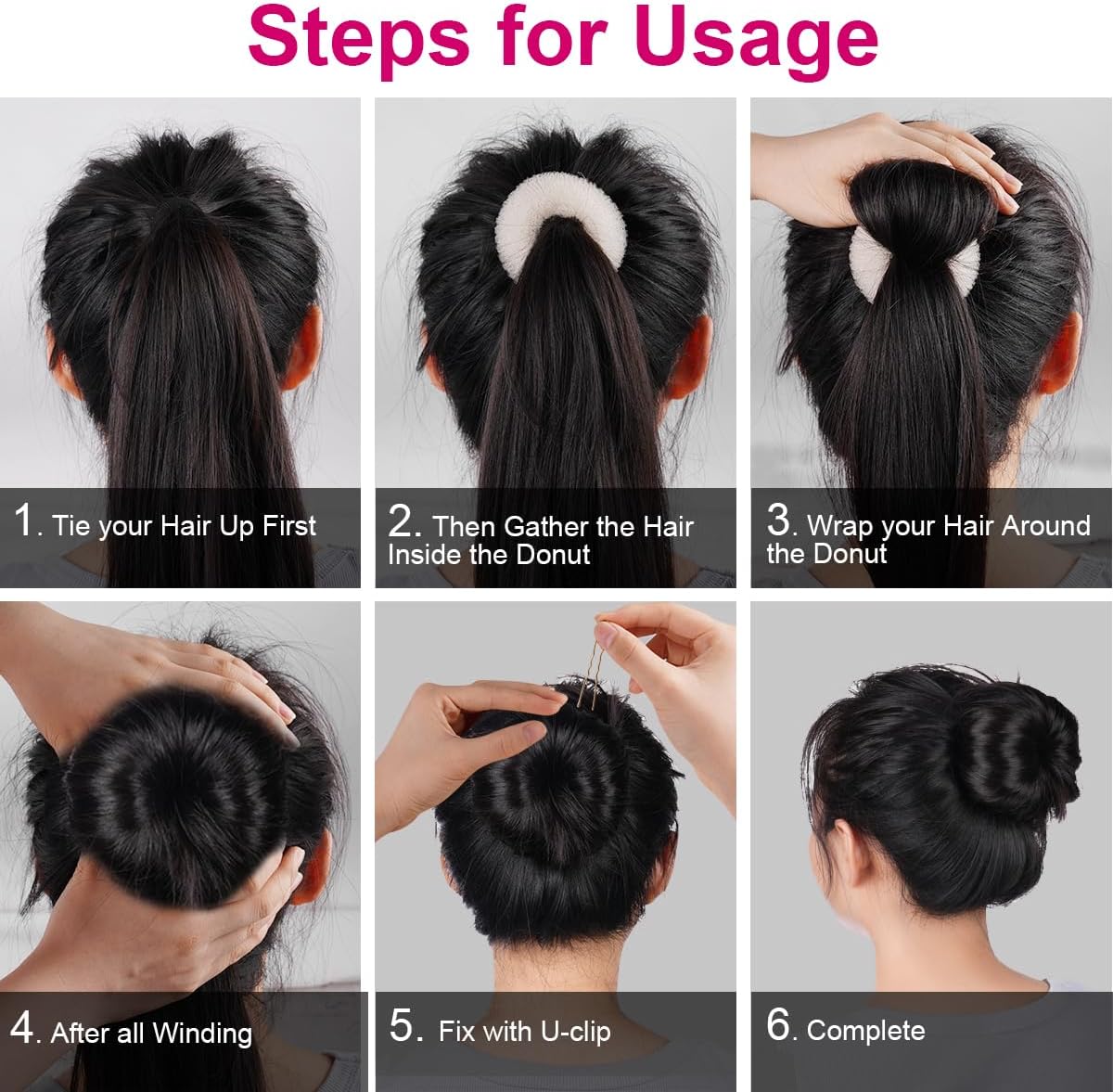 URAQT - machine à chignon 4 tailles - 6/8/10/12cm - 30 épingles incluses