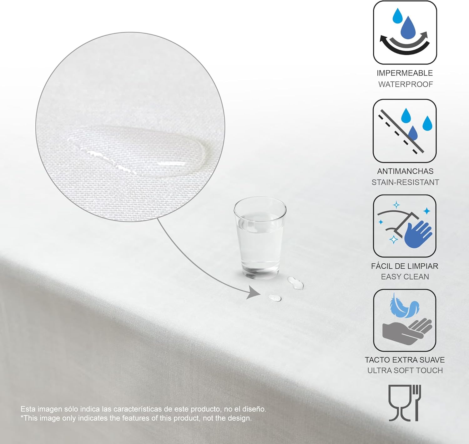 Nappe toile cirée rectangulaire 250x140 cm anti-taches, imperméable