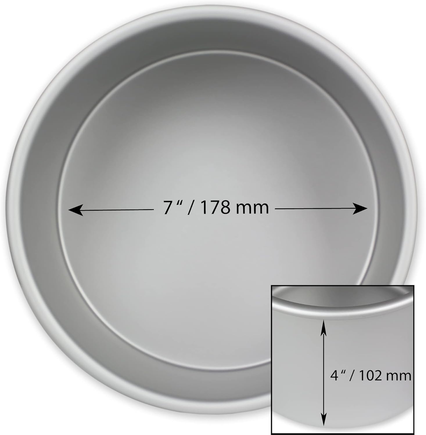 PME - moule à gâteau rond aluminium anodisé 178x102 mm, argent
