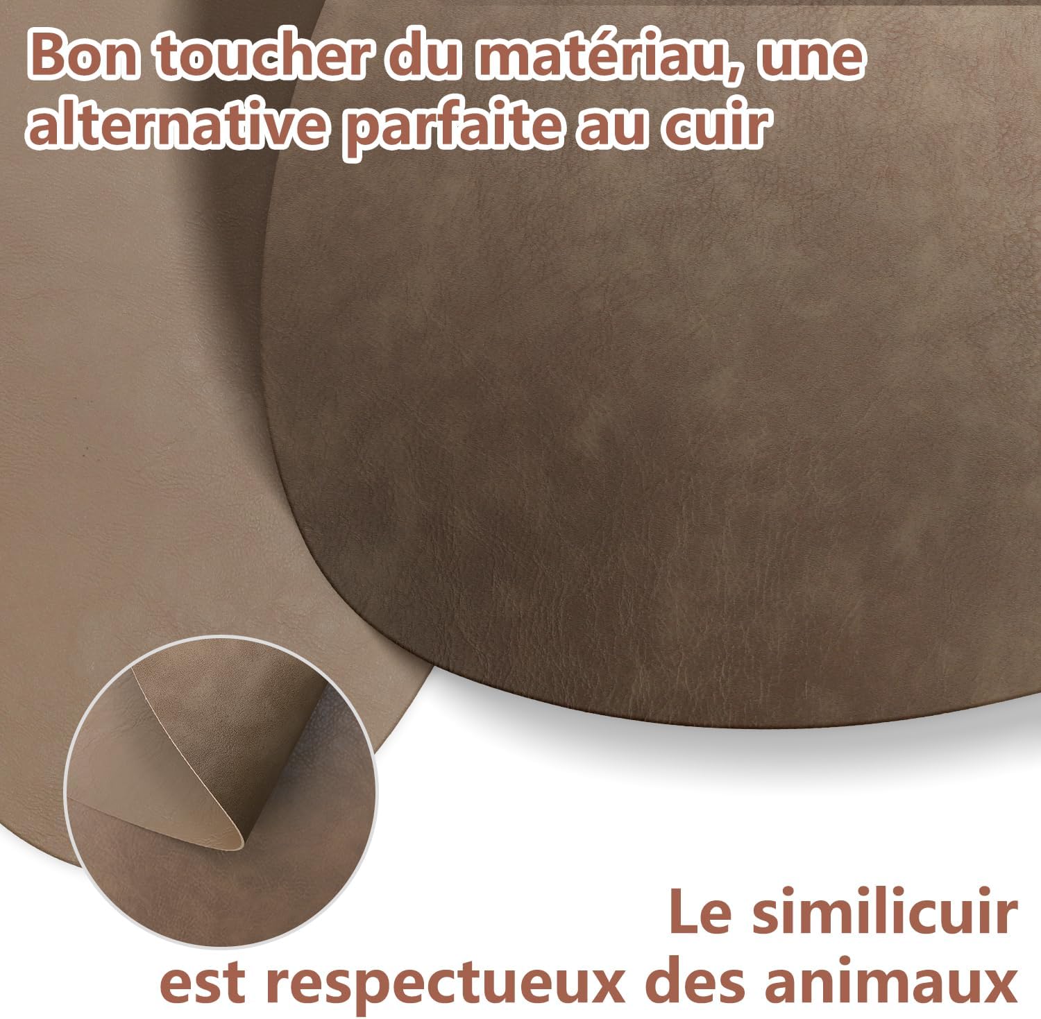 Set de table - lot de 4, PU double face, antidérapant, 41x33cm, marron