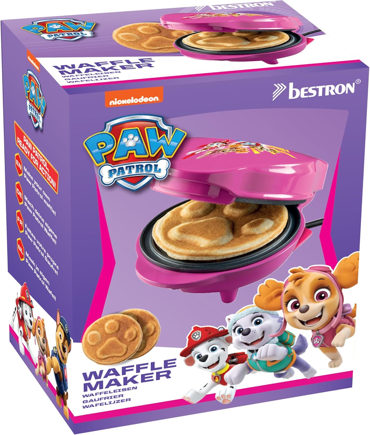 Bestron - gaufrier Paw Patrol - Ø10 cm - mini, indicateur cuisson, rose
