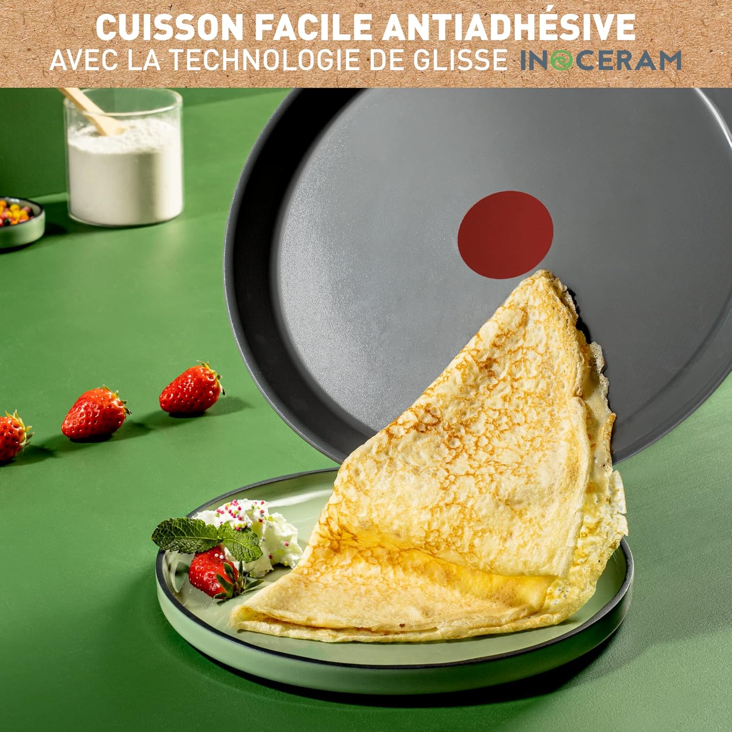 Tefal - Renew - poêle à crêpe 28cm, céramique, induction, Eco, C4253913