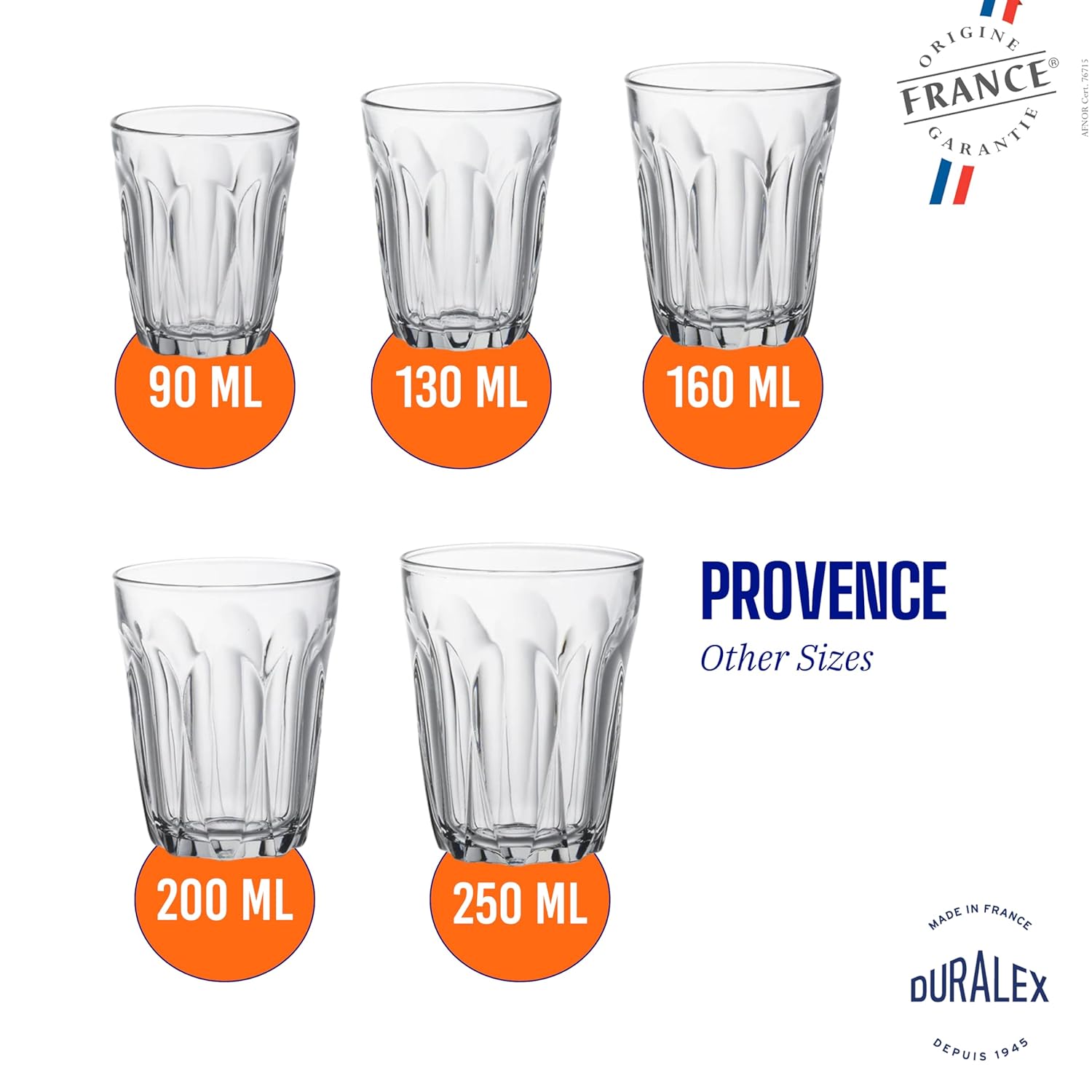 Duralex - Provence 6 verres 25cl transparents résistants 511840V44
