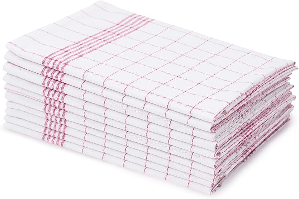 Amago - Torchons lot de 10 - 50x70 cm - coloris rouge