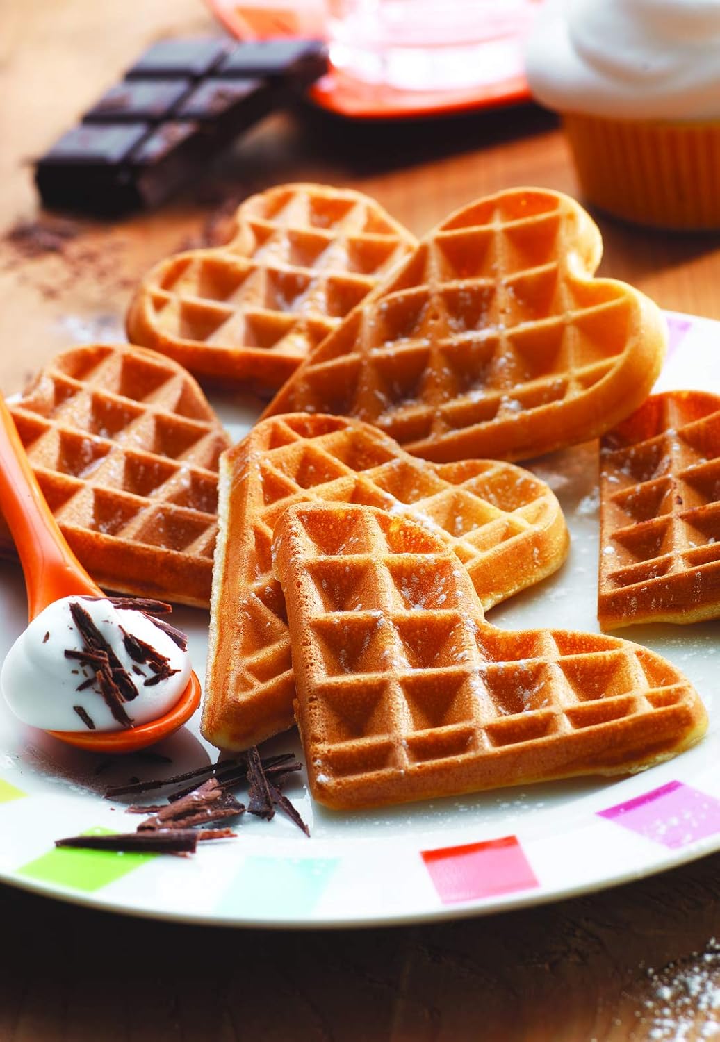 Tefal - Gaufrier WM310D - 1000W - plaques cœur antiadhésives, régulateur de température, bac récupérateur