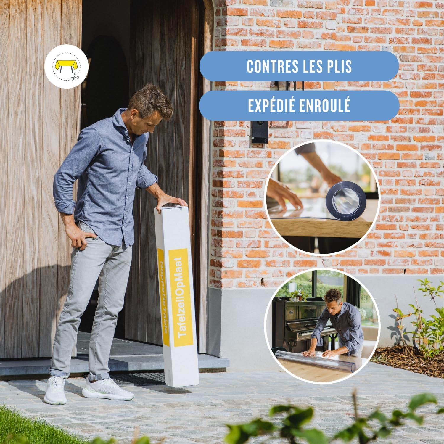 Nappe transparente ronde – 90 cm – épaisseur 3mm, anti-tache, lavable