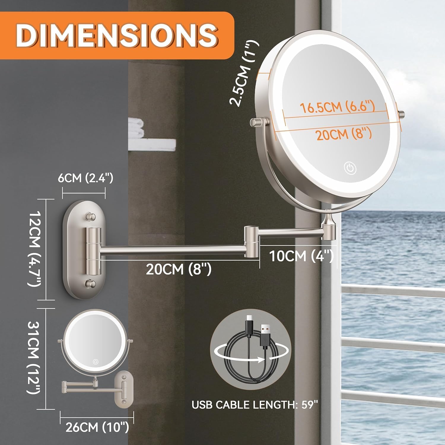 Auxmir - miroir mural lumineux 8