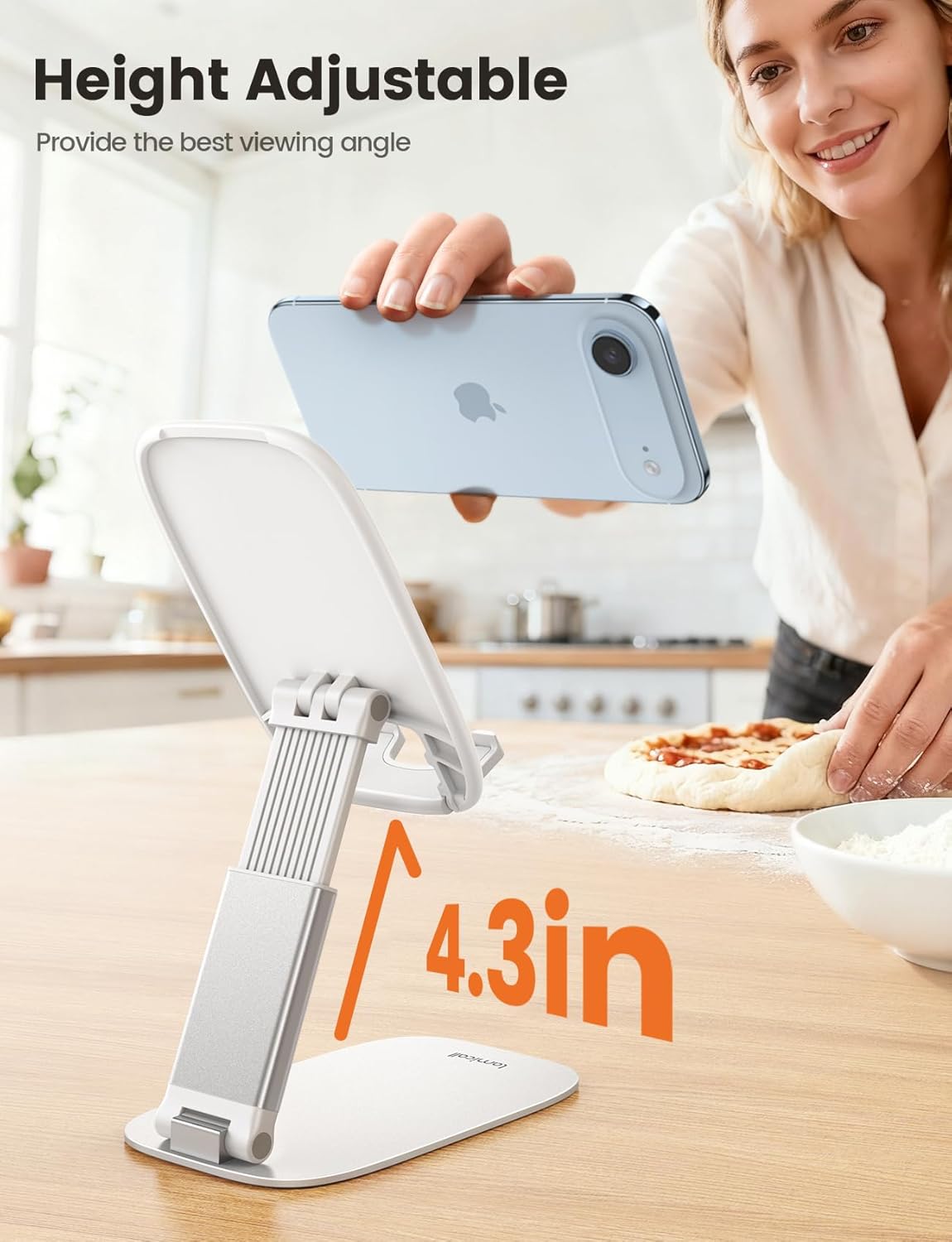 Lamicall - Support Téléphone Bureau - 15mm - Pliable, ajustable, base métal