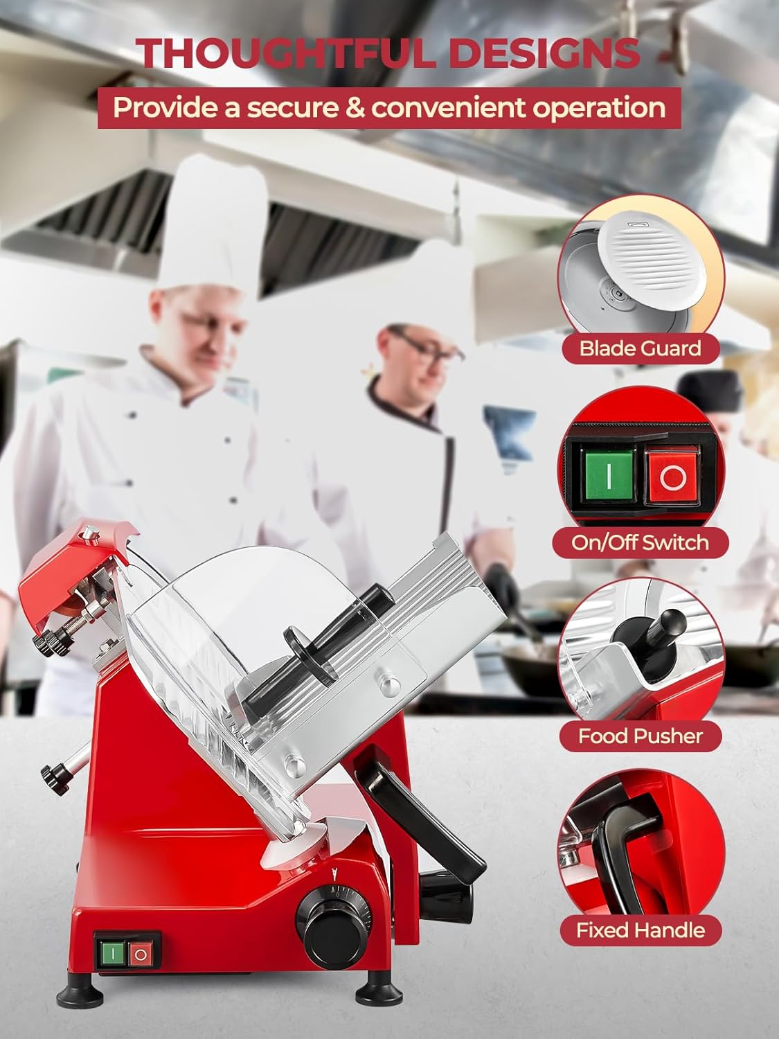 Trancheuse électrique - lame inox 25cm, 150W, épaisseur réglable, affûteur intégré