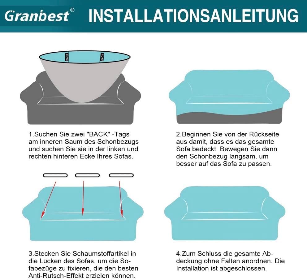 Granbest - housse canapé jacquard 2 places - extensible, protection animaux