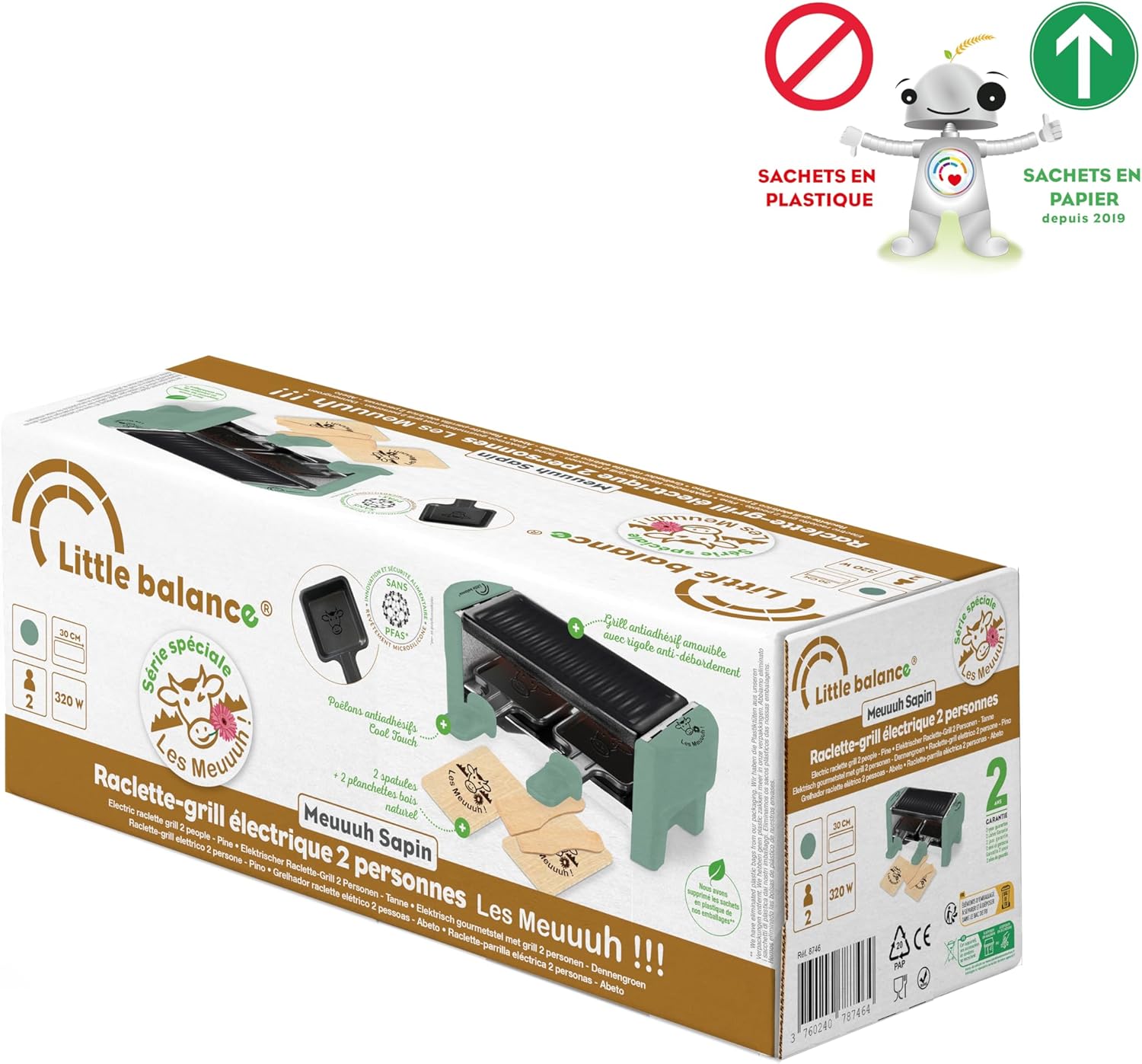 Little Balance - raclette duo compact - grill amovible, 320W, 2 spatules, 2 planchettes - 8746