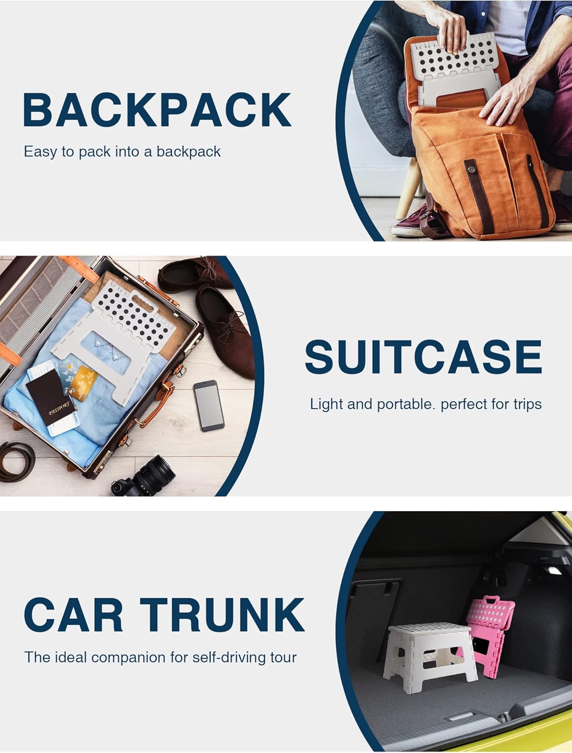 HOUSE DAY - Tabouret pliable enfant 22cm - marche pied plastique blanc