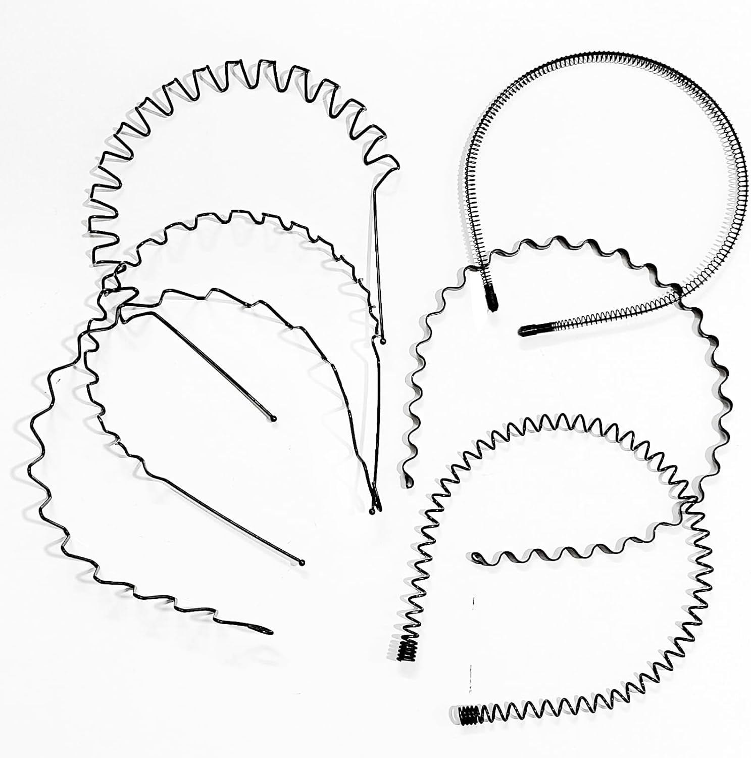 Serre-tête homme - lot de 6 - métal ondulé élastique, unisexe, idéal sport, accessoire cheveux