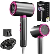 Le texte indique « Image 3 » et « ABINADI ». Sèche-cheveux professionnel au design noir et rose avec plusieurs accessoires et emballage de vente au détail illustré.