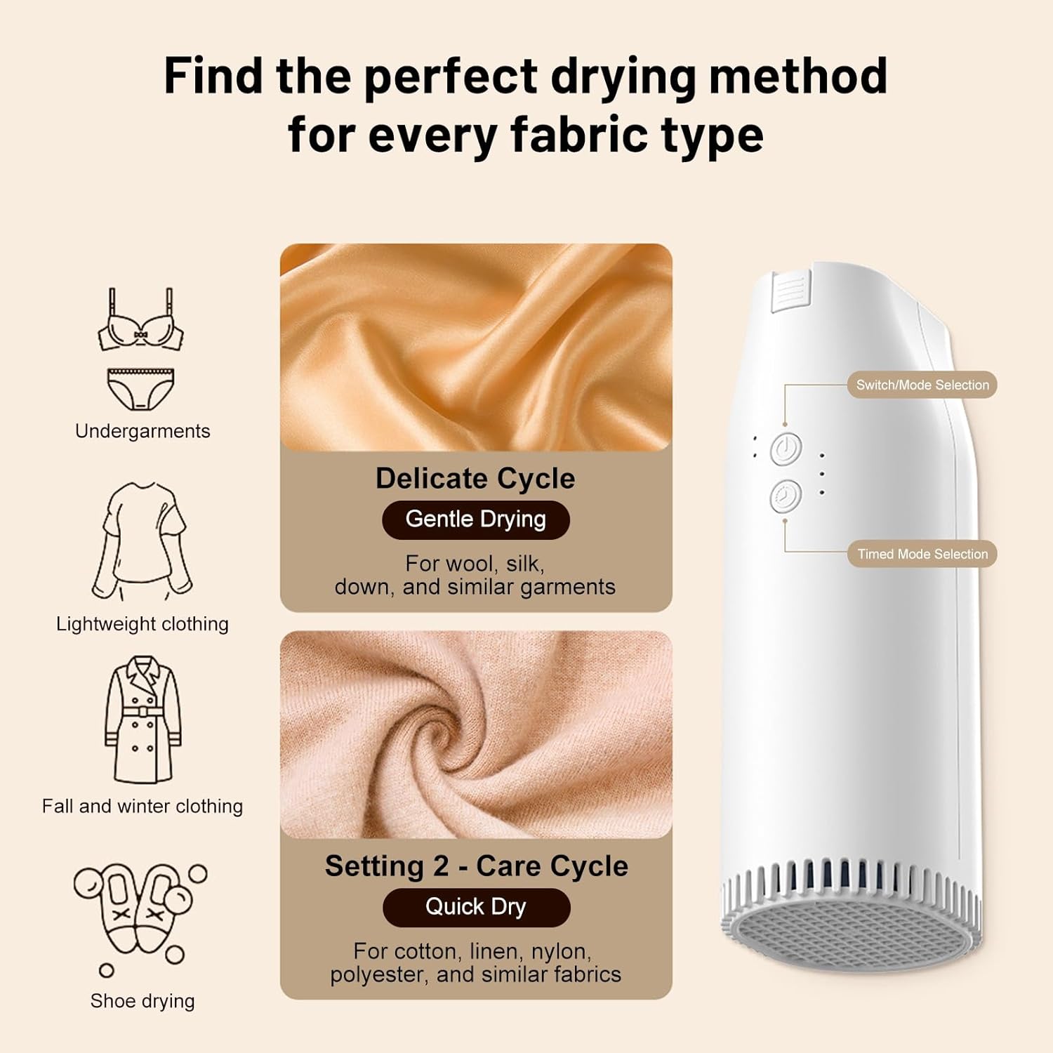 Sèche-linge portable - multifonction, minuterie 1-3h, compact, sèche vêtements et chaussures